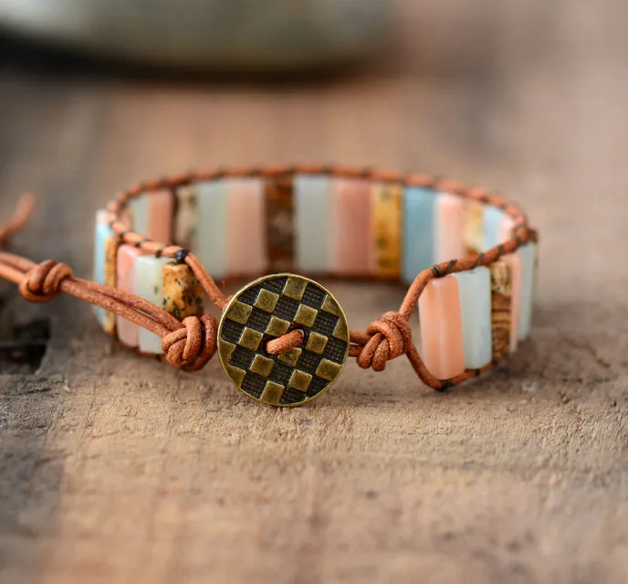 Bohemian Wild Spring Jasper Cuff Beaded Bracelet