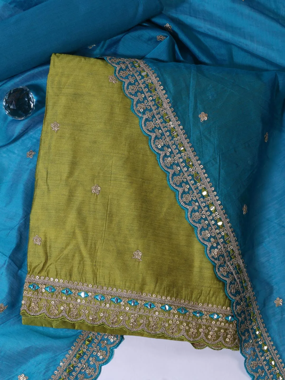 Booti Chanderi Unstitched Suit Piece With Dupatta