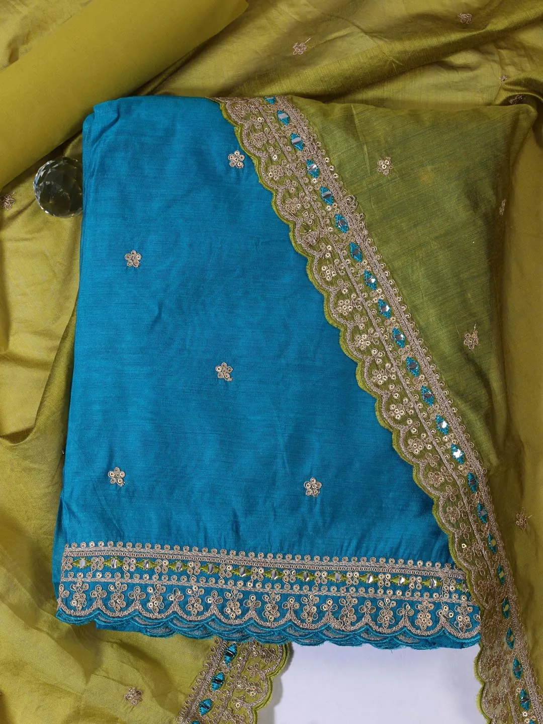 Booti Chanderi Unstitched Suit Piece With Dupatta