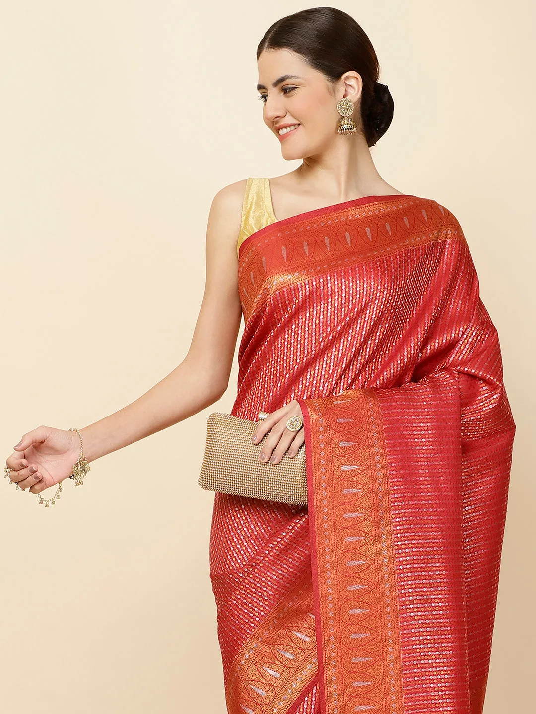 Brocade Zari Jaal Woven Handloom Saree