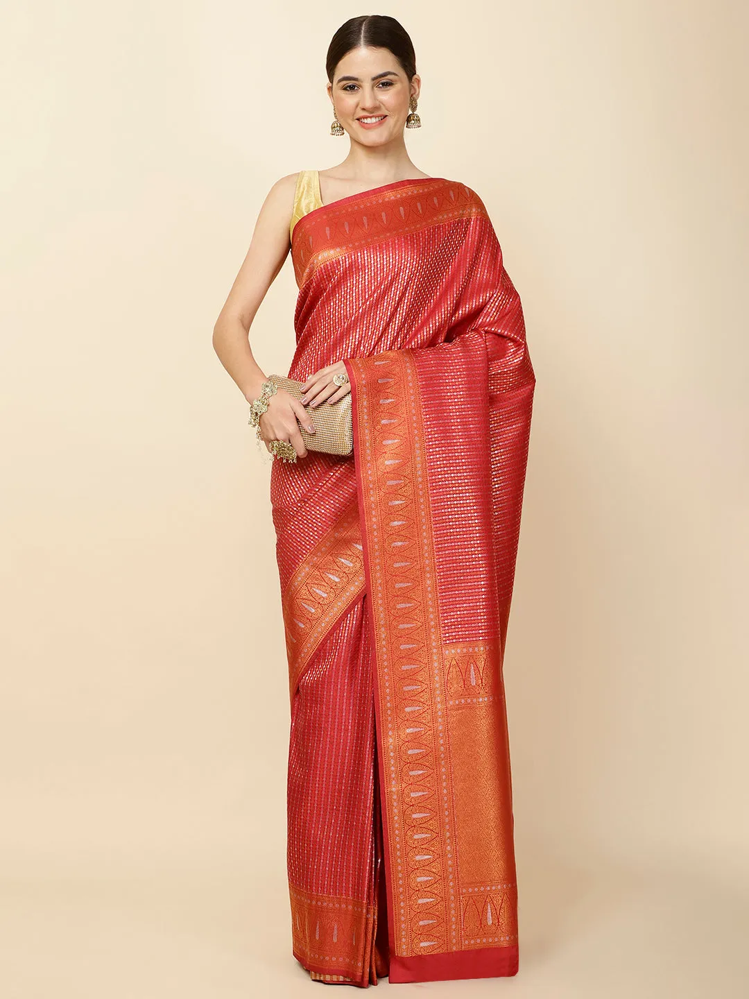 Brocade Zari Jaal Woven Handloom Saree