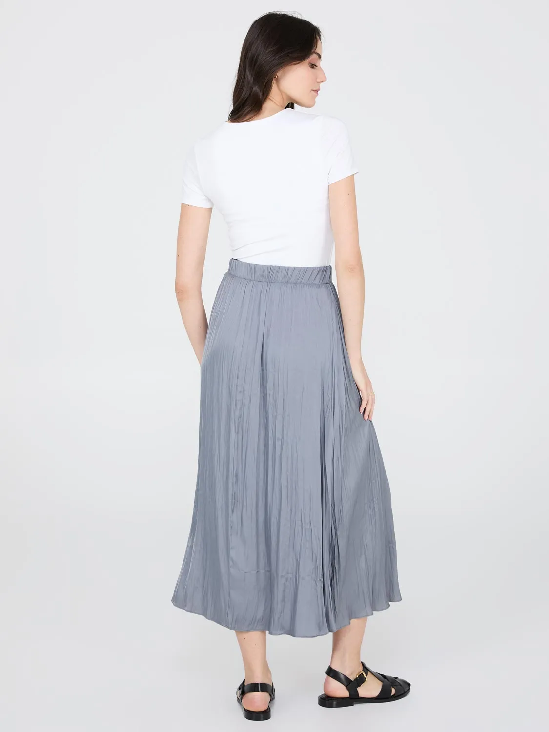 Broomstick Pleated Satin Skirt