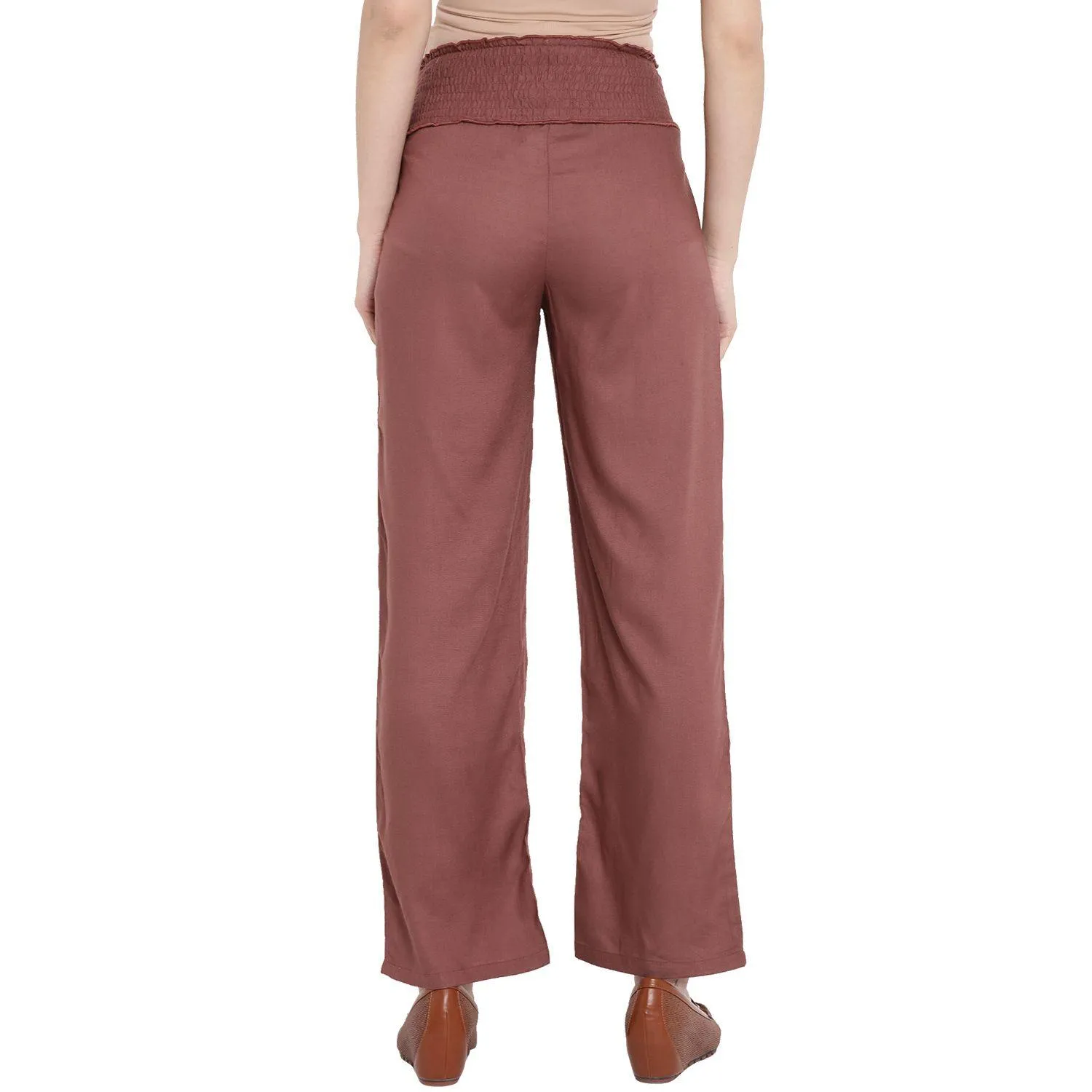 Brown Straight Maternity High waisted Pants