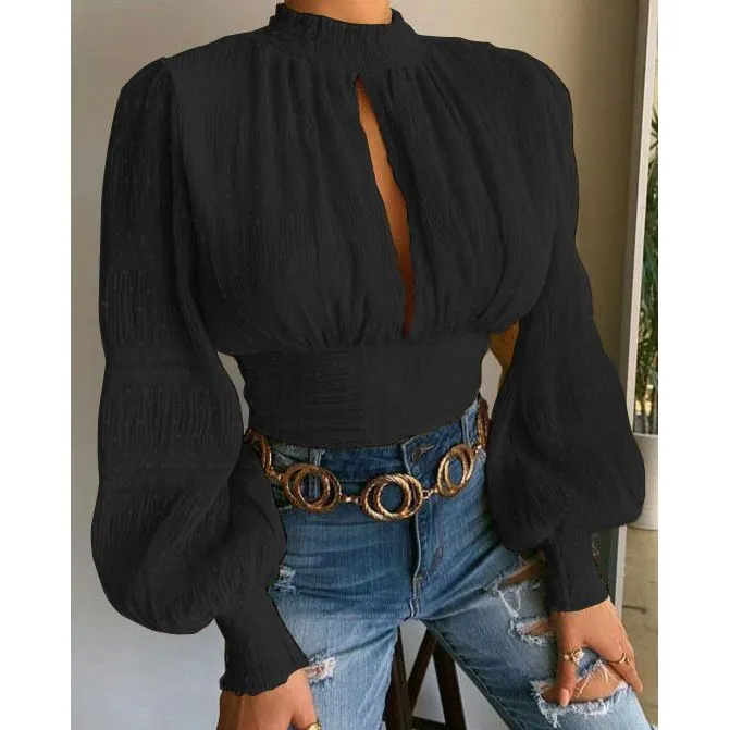 Bubble Cut Out Loose Blouse