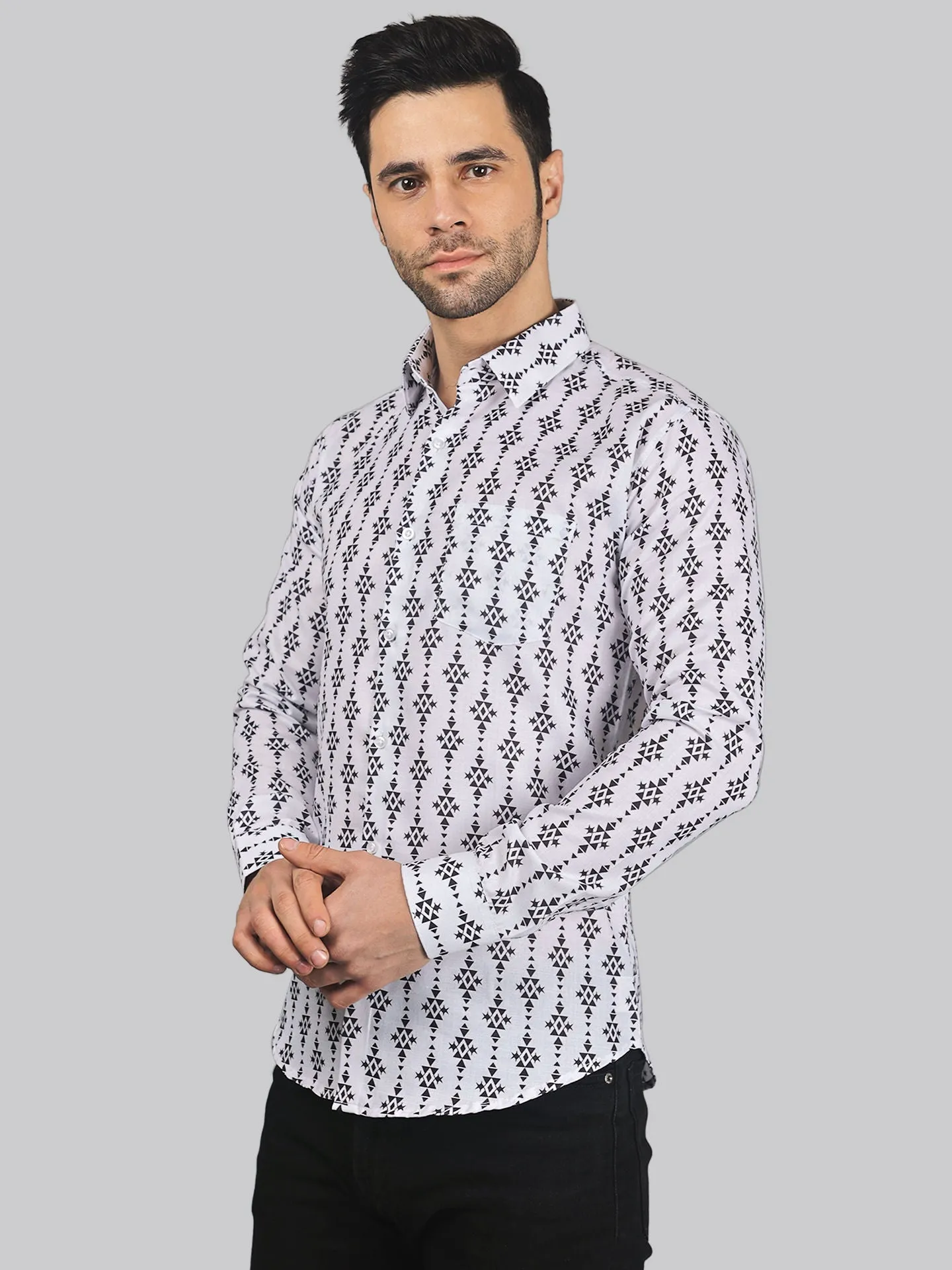 Calliope Men's Printed Full Sleeve Cotton Button-Up Shirt for Men