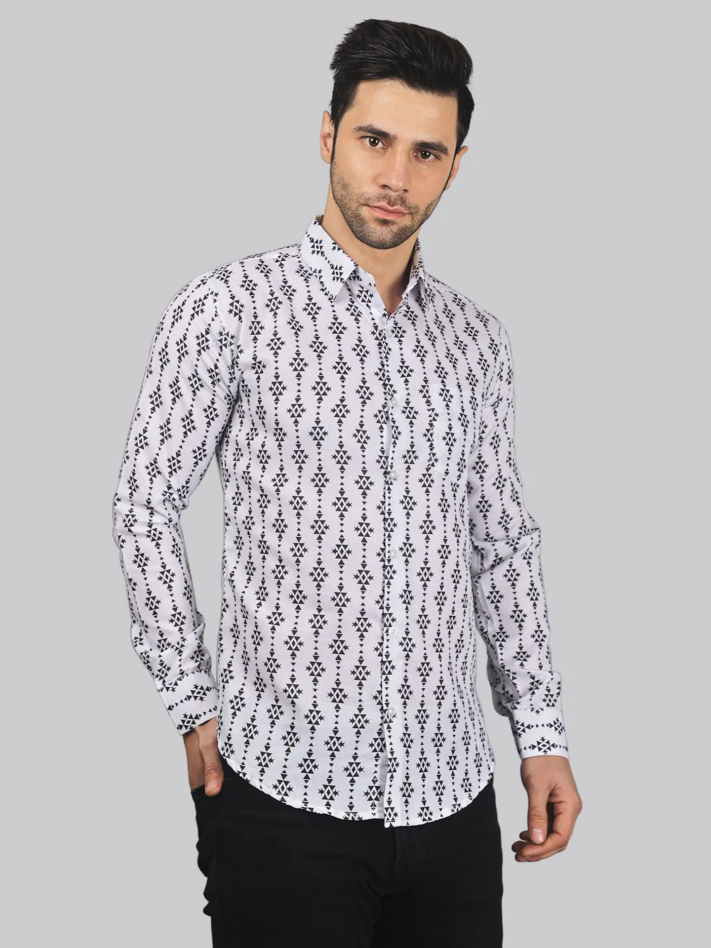 Calliope Men's Printed Full Sleeve Cotton Button-Up Shirt for Men