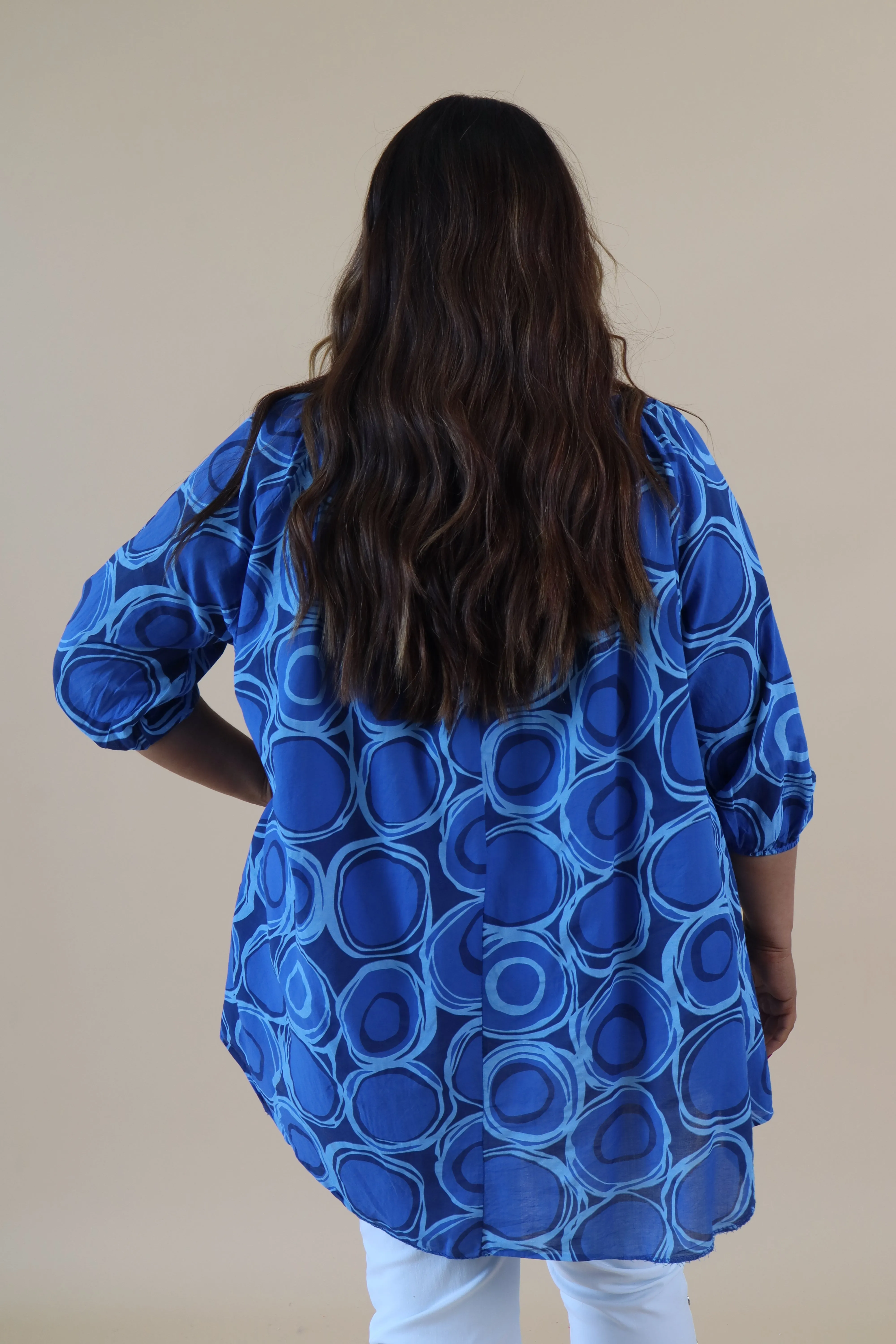 Casey Printed Blouse in Blue