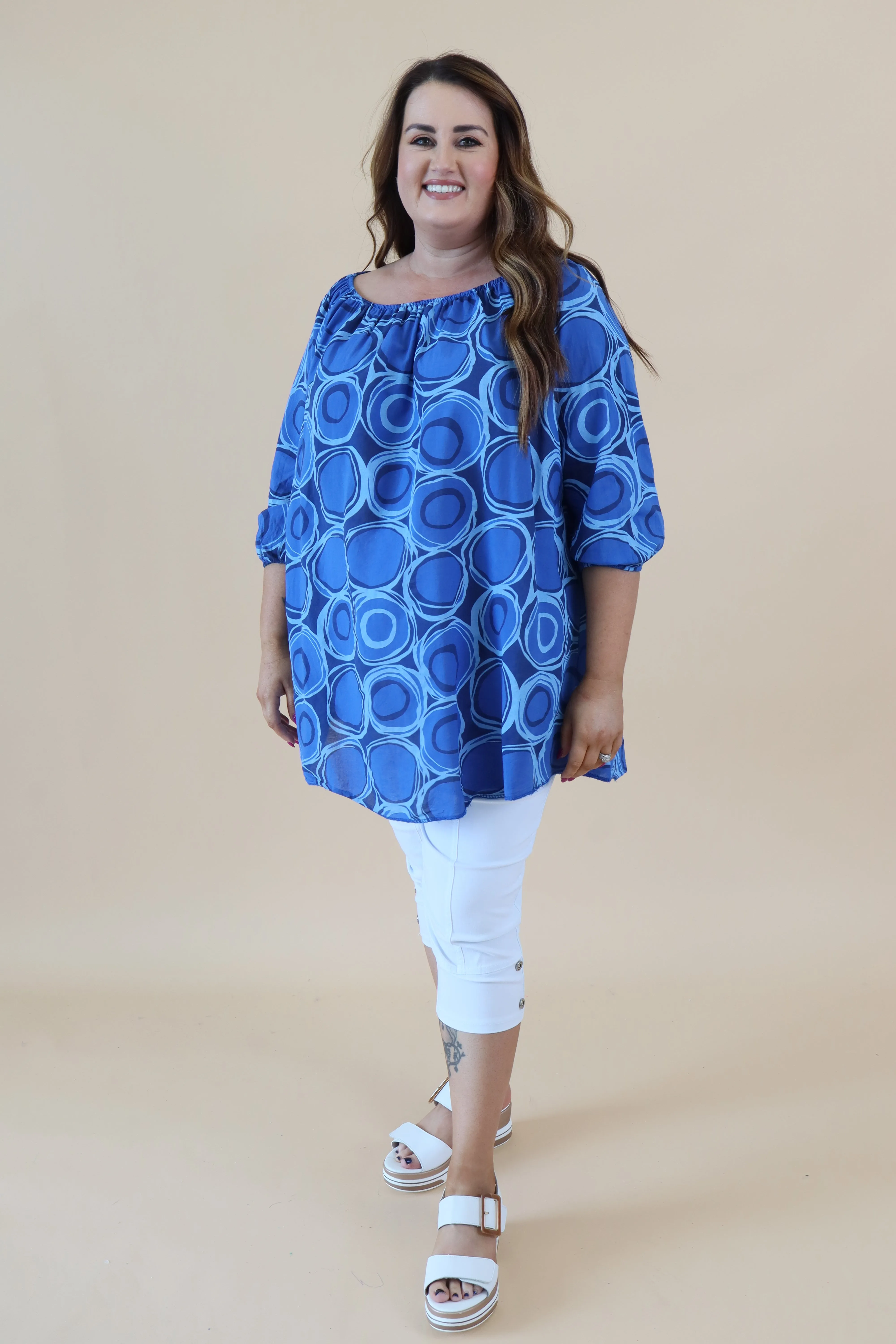 Casey Printed Blouse in Blue