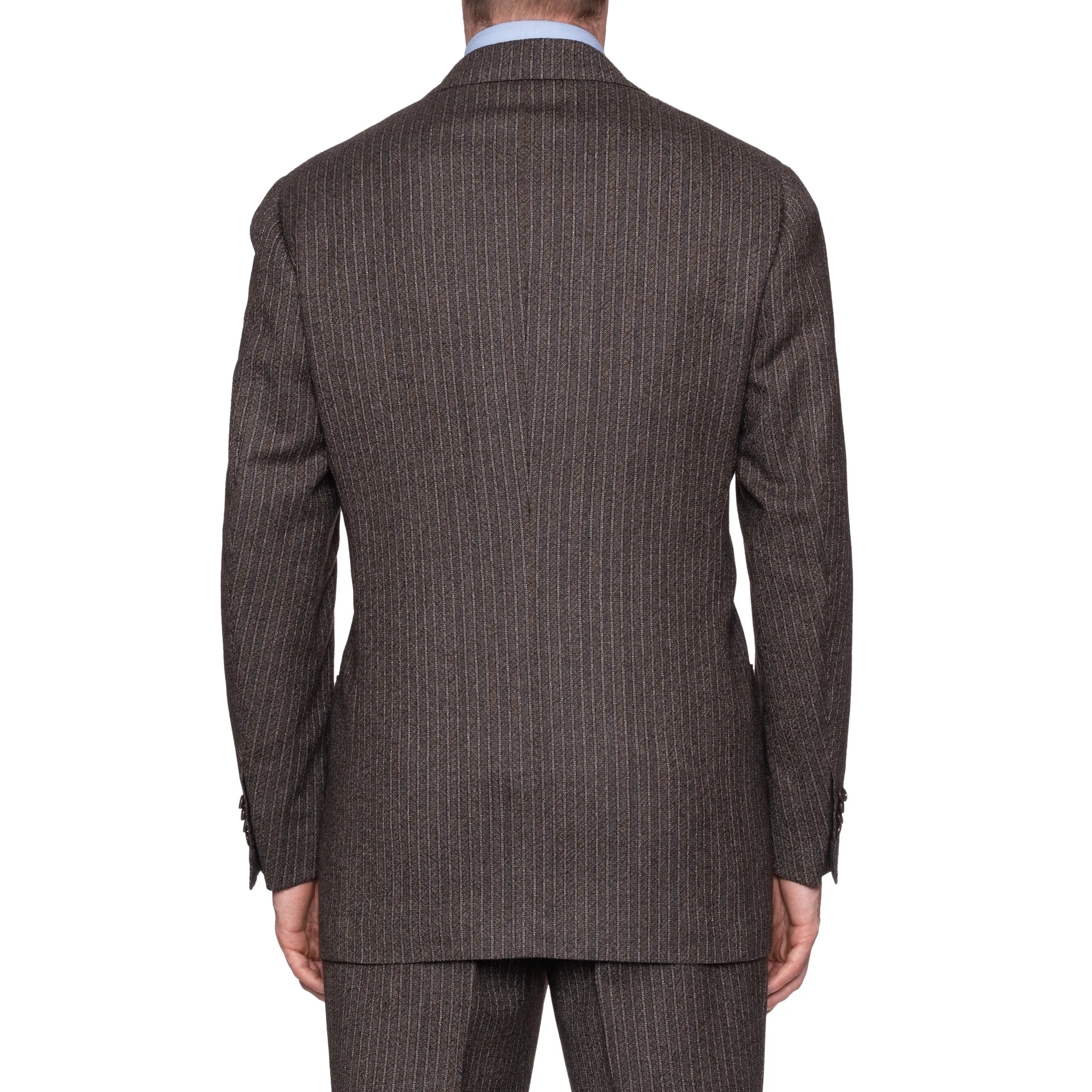 CESARE ATTOLINI Napoli Handmade Brown Striped Wool Suit EU 52 NEW US 42