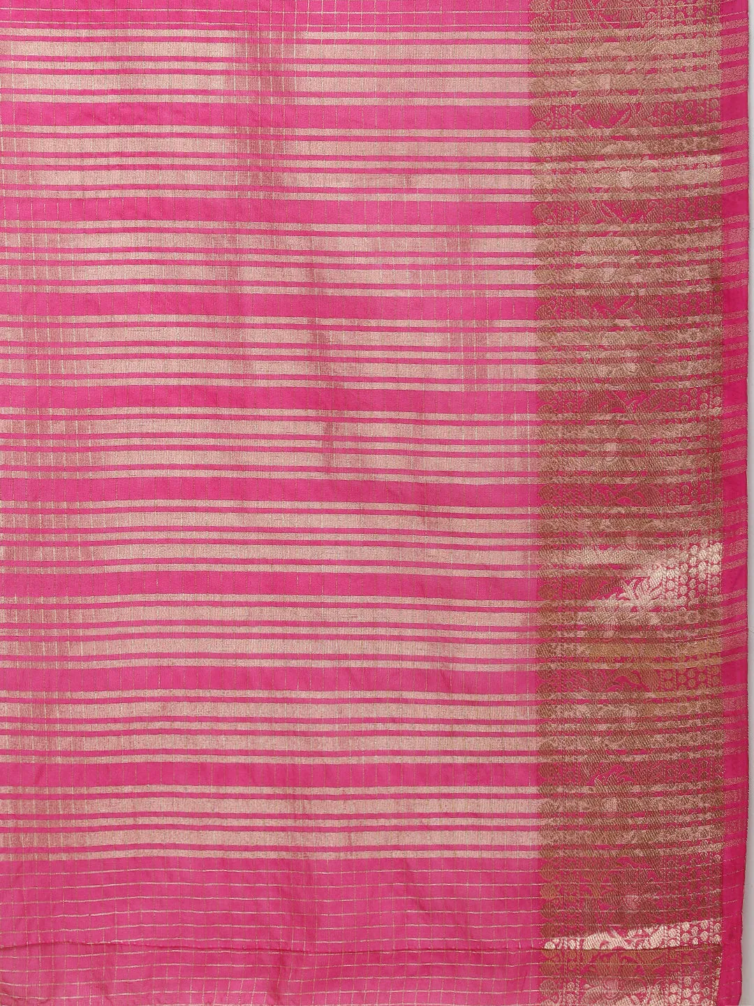 Check Pattern Plain Woven Georgette Saree