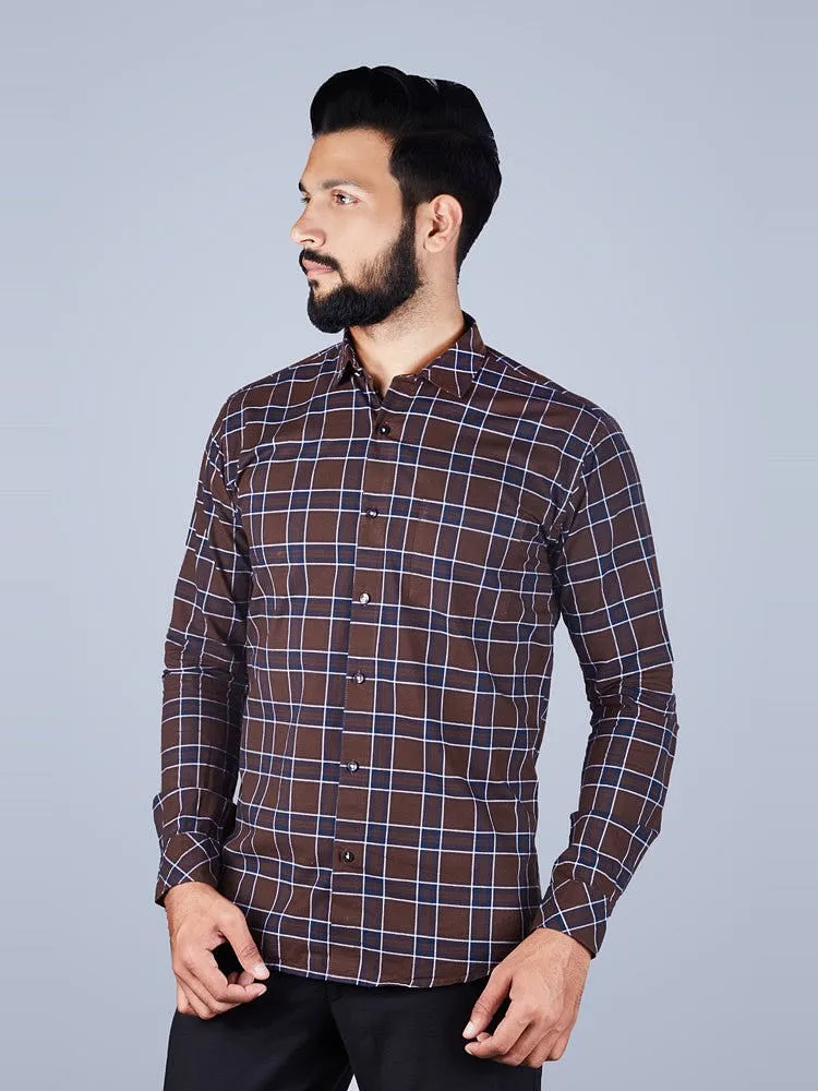 Check Shirt for Men - Men Regular Fit Checked Spread Collar