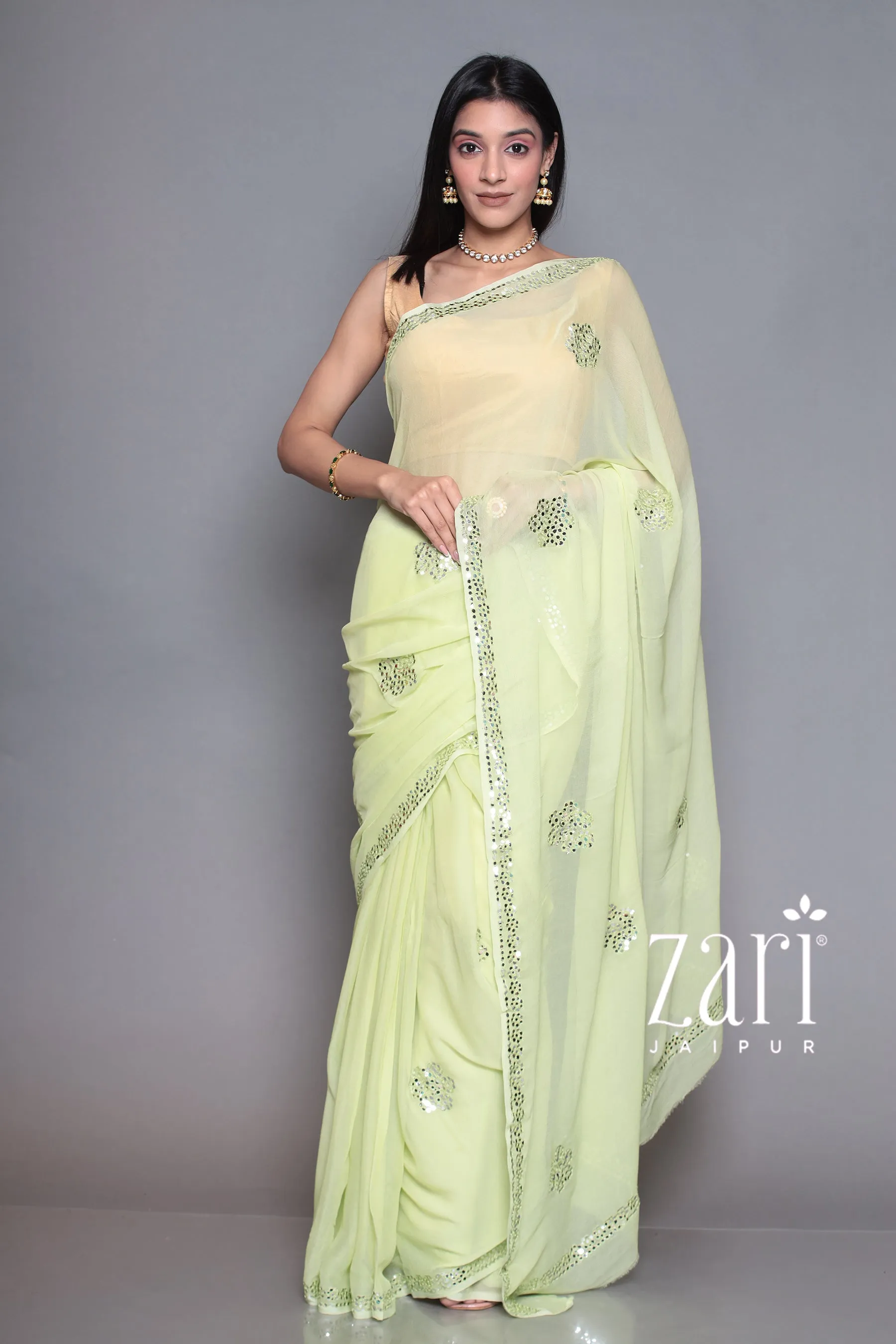 Chiffon Saree with Foil work.