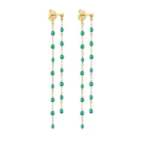 Classic Gigi dangling Emerald earrings, Yellow Gold