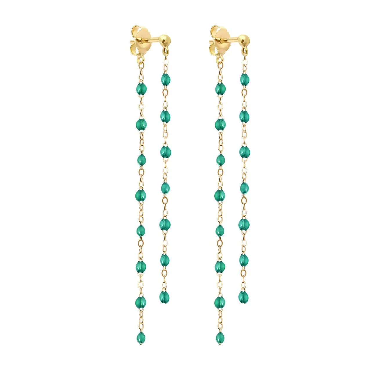 Classic Gigi dangling Emerald earrings, Yellow Gold