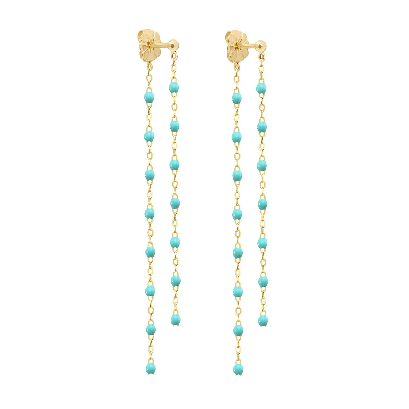 Classic Gigi dangling Turquoise Green earrings, Yellow Gold