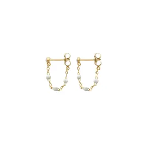 Classic Gigi White earrings, Yellow Gold