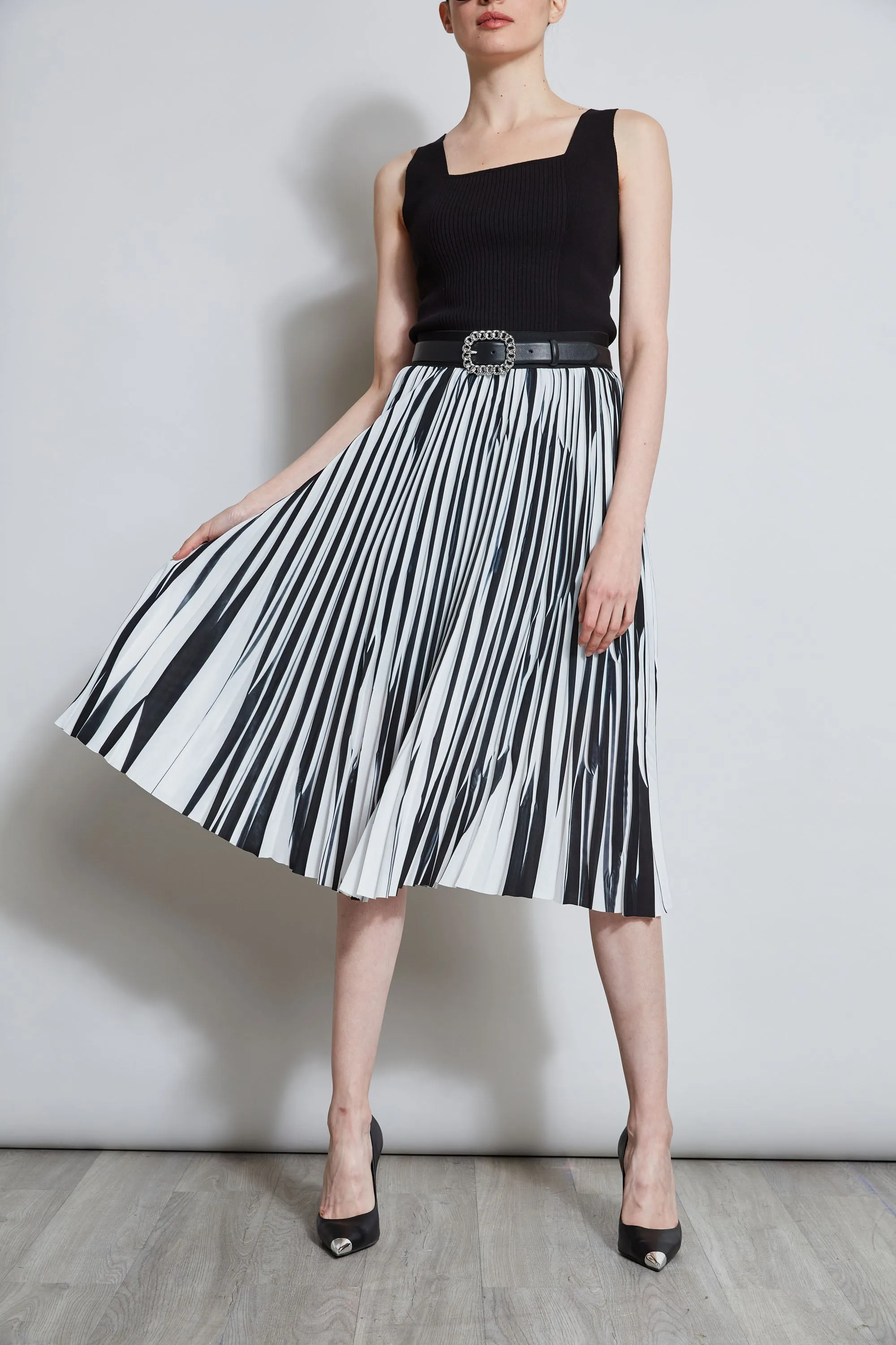 Contrast Pleated Skirt