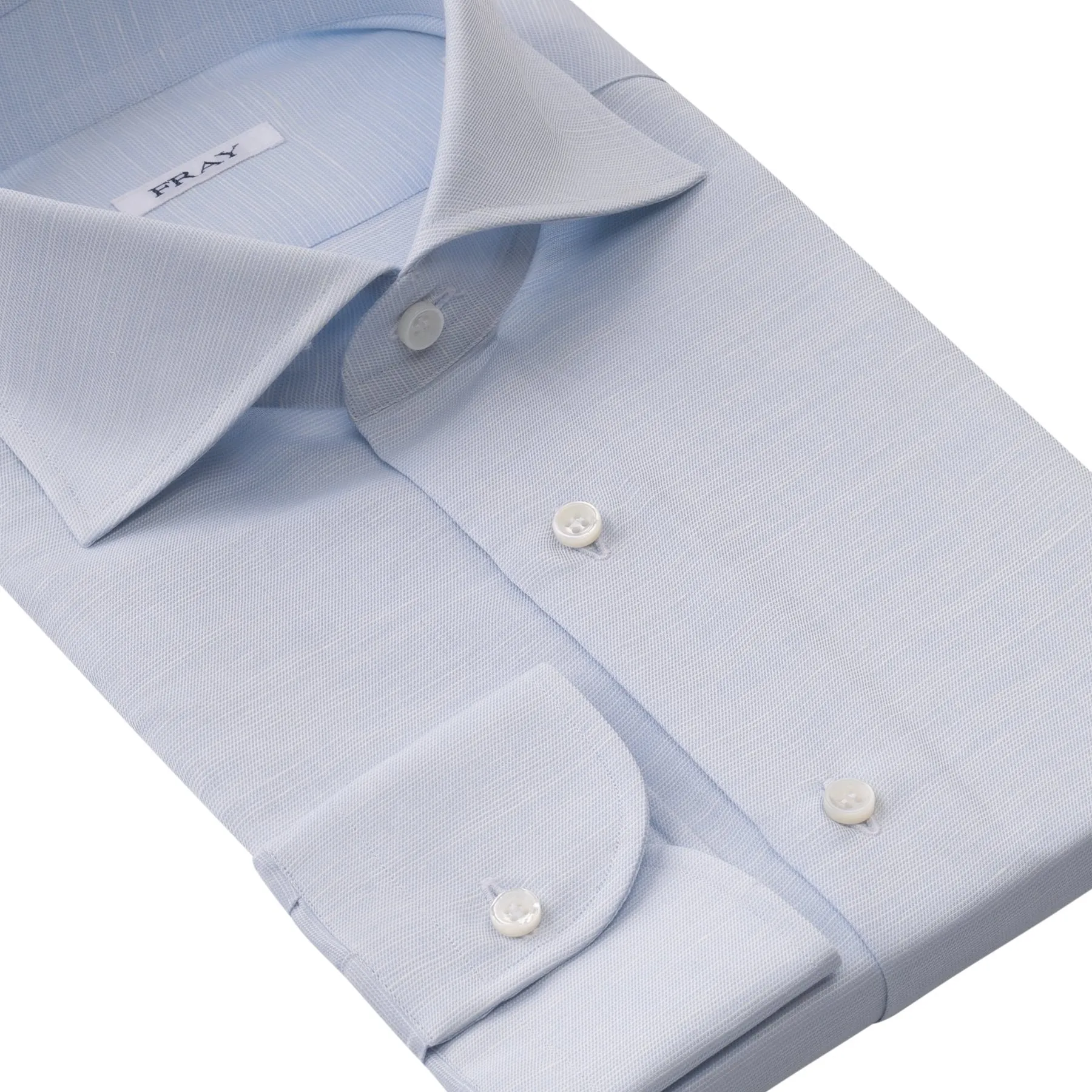 Cotton and Hemp-Blend Light Blue Shirt with Round French Cuff