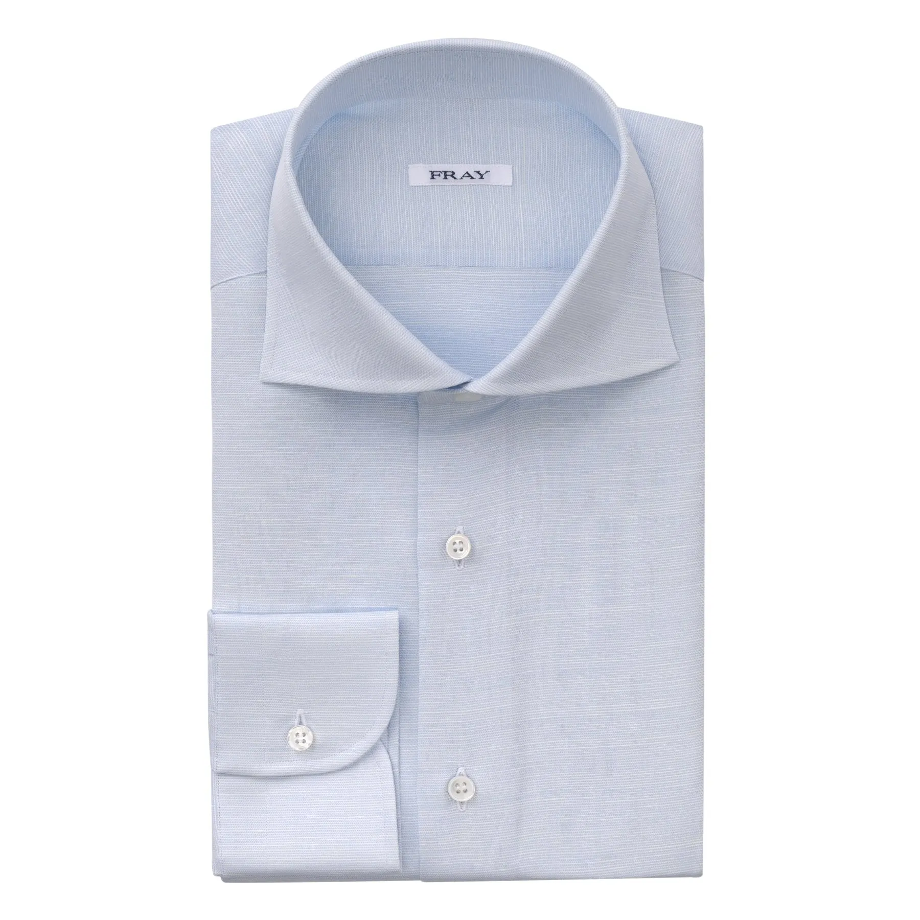 Cotton and Hemp-Blend Light Blue Shirt with Round French Cuff