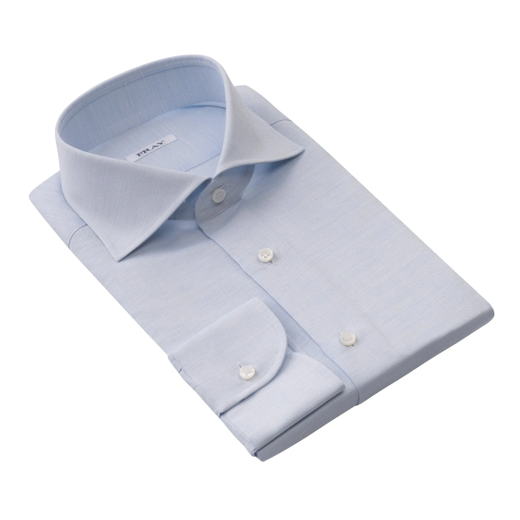 Cotton and Hemp-Blend Light Blue Shirt with Round French Cuff