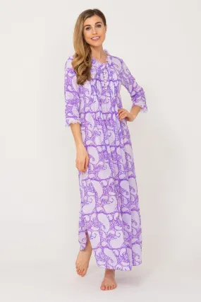 Cotton Annabel Maxi Dress Purple Paisley