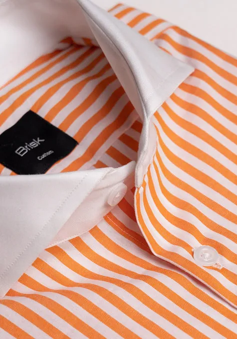 Crisp Tangerine Bengal Stripes Shirt