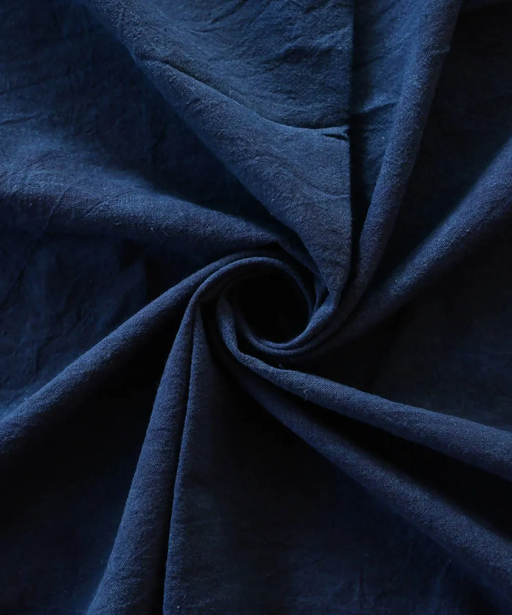 Dark indigo handspun handwoven cotton fabric