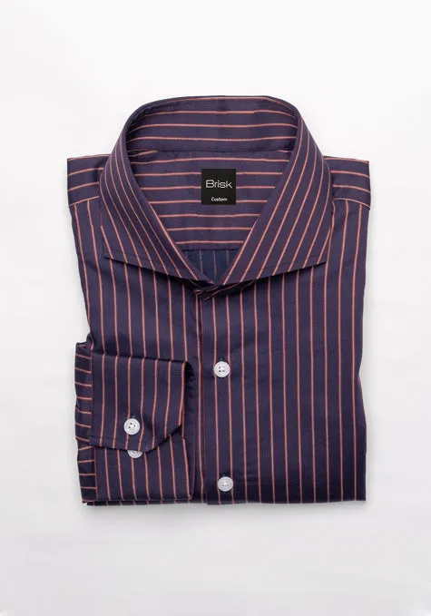 Dark Plum Brown Stretch Stripes Shirt