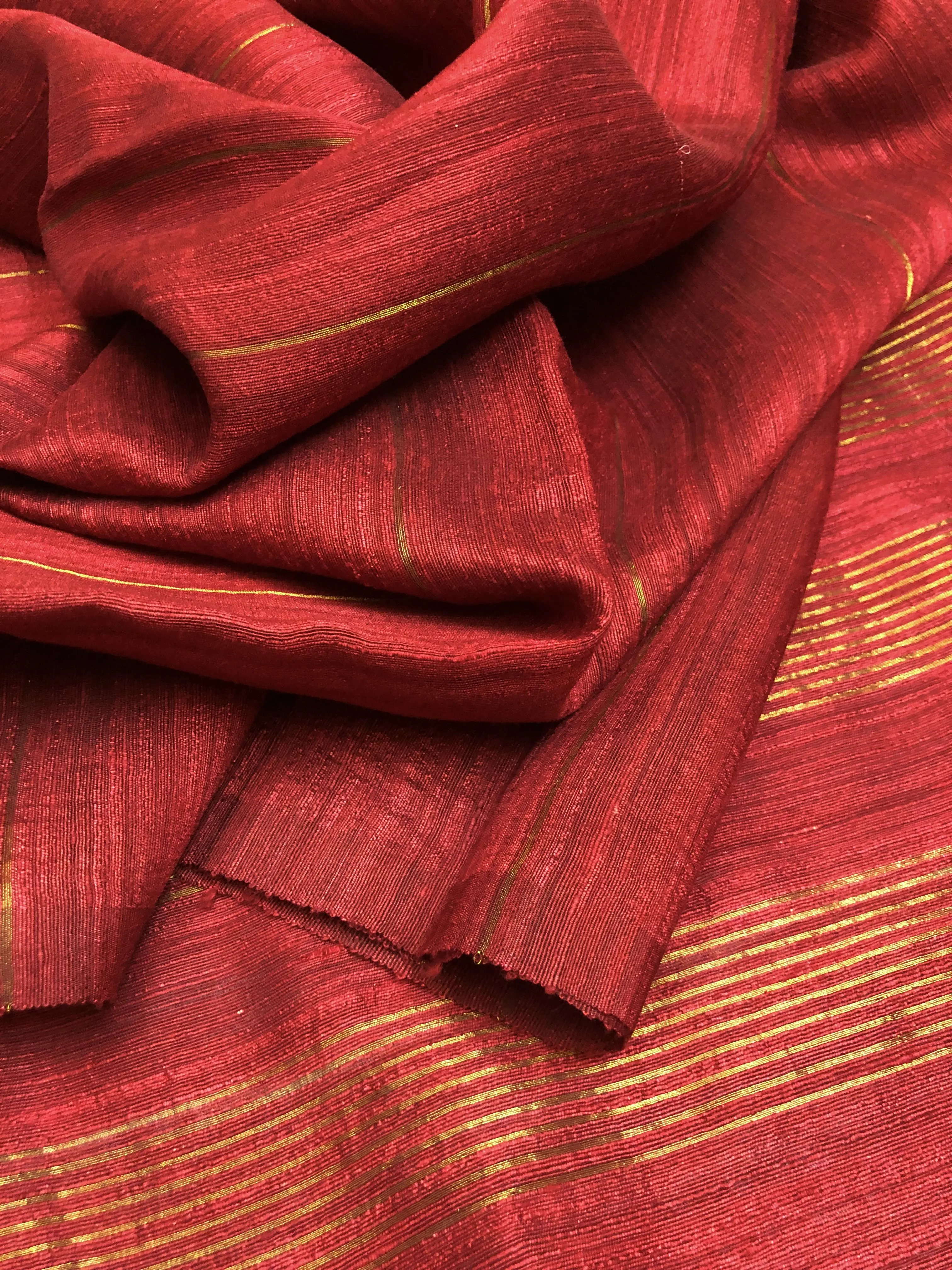 Deep Maroon Color Matka Silk Saree with Zari Stripe Work