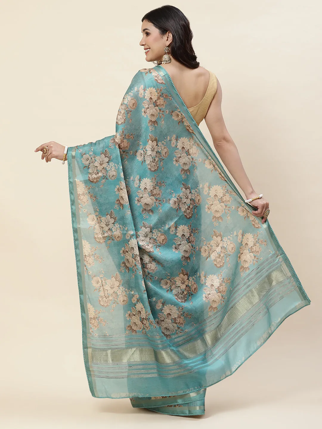 Digital Floral Print Cotton Saree