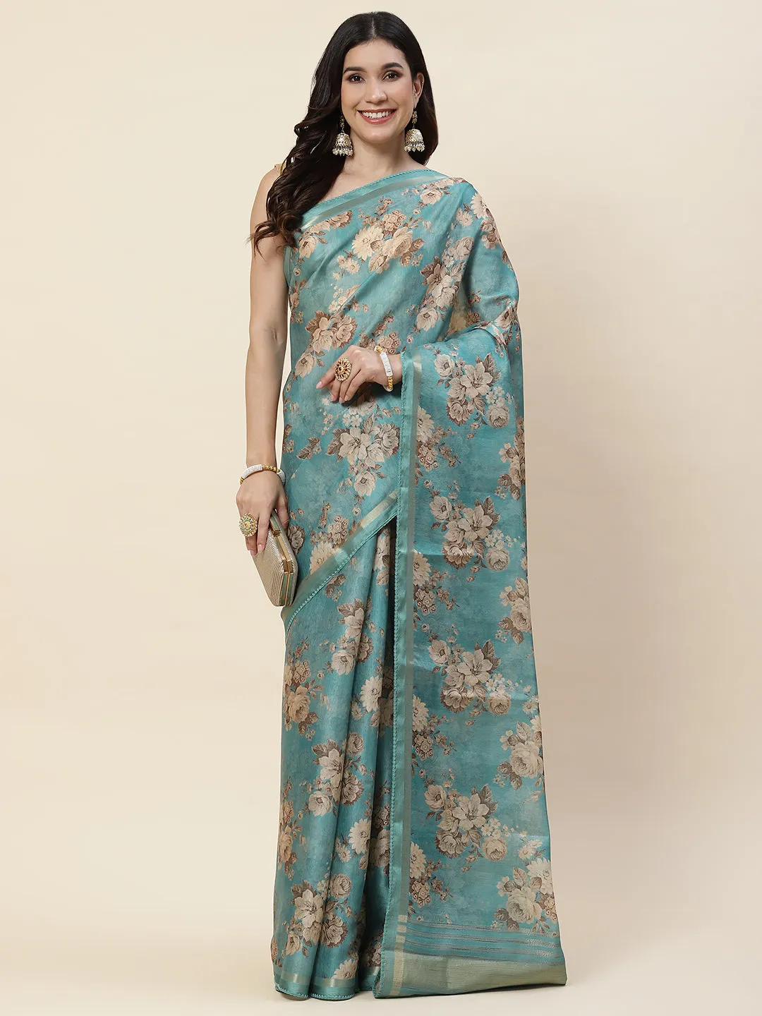 Digital Floral Print Cotton Saree