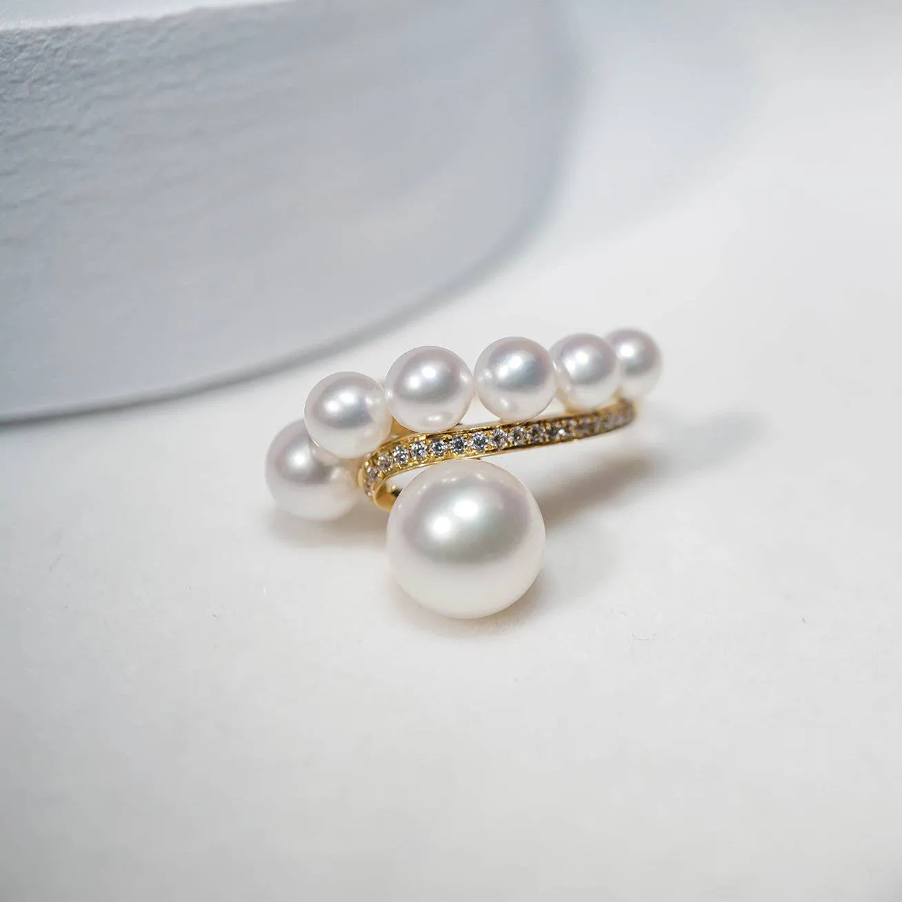 Elegant Freshwater Pearl 18K Solid Gold Ring KR00005