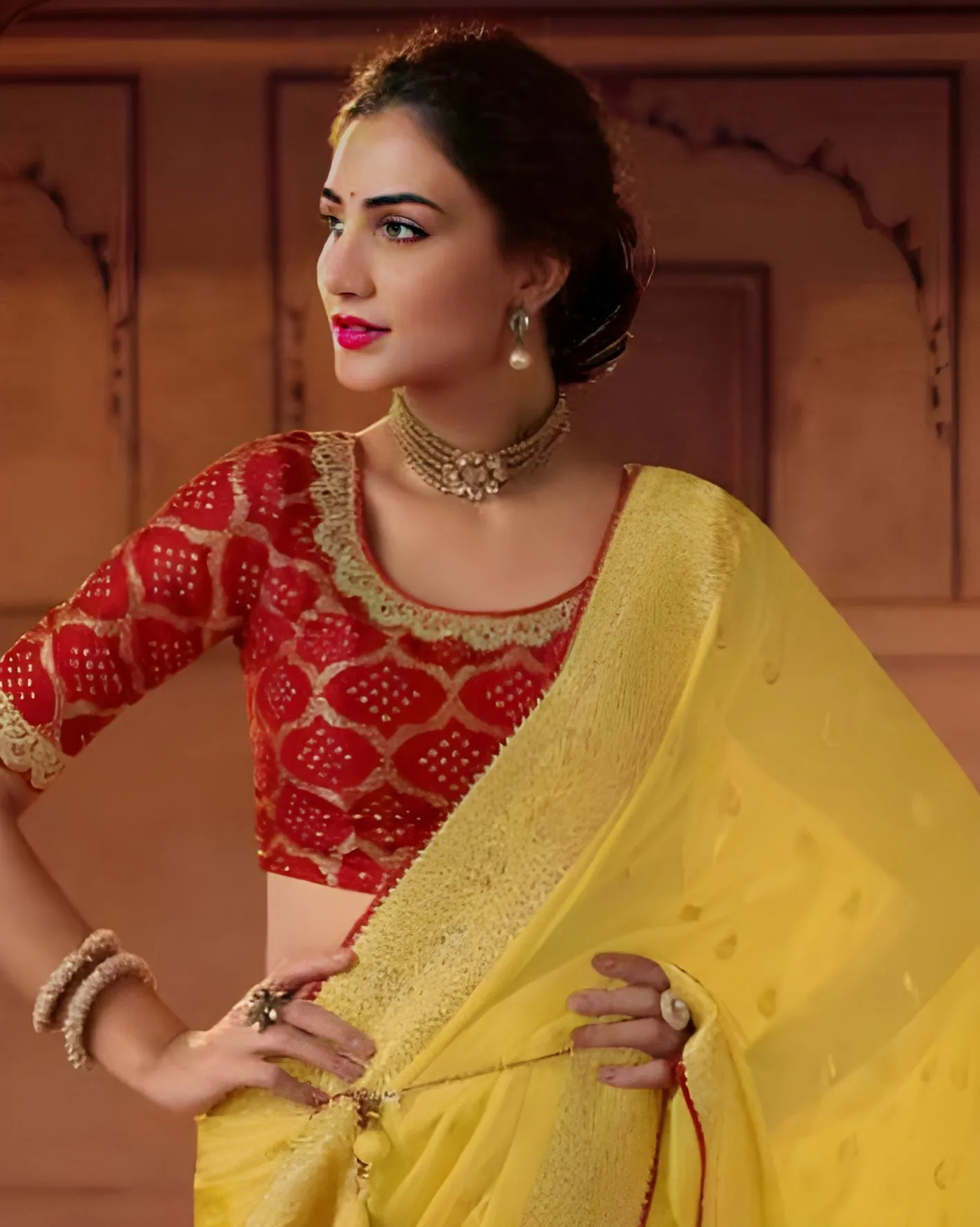 Embroidered Dola Silk  Designer Saree Yellow