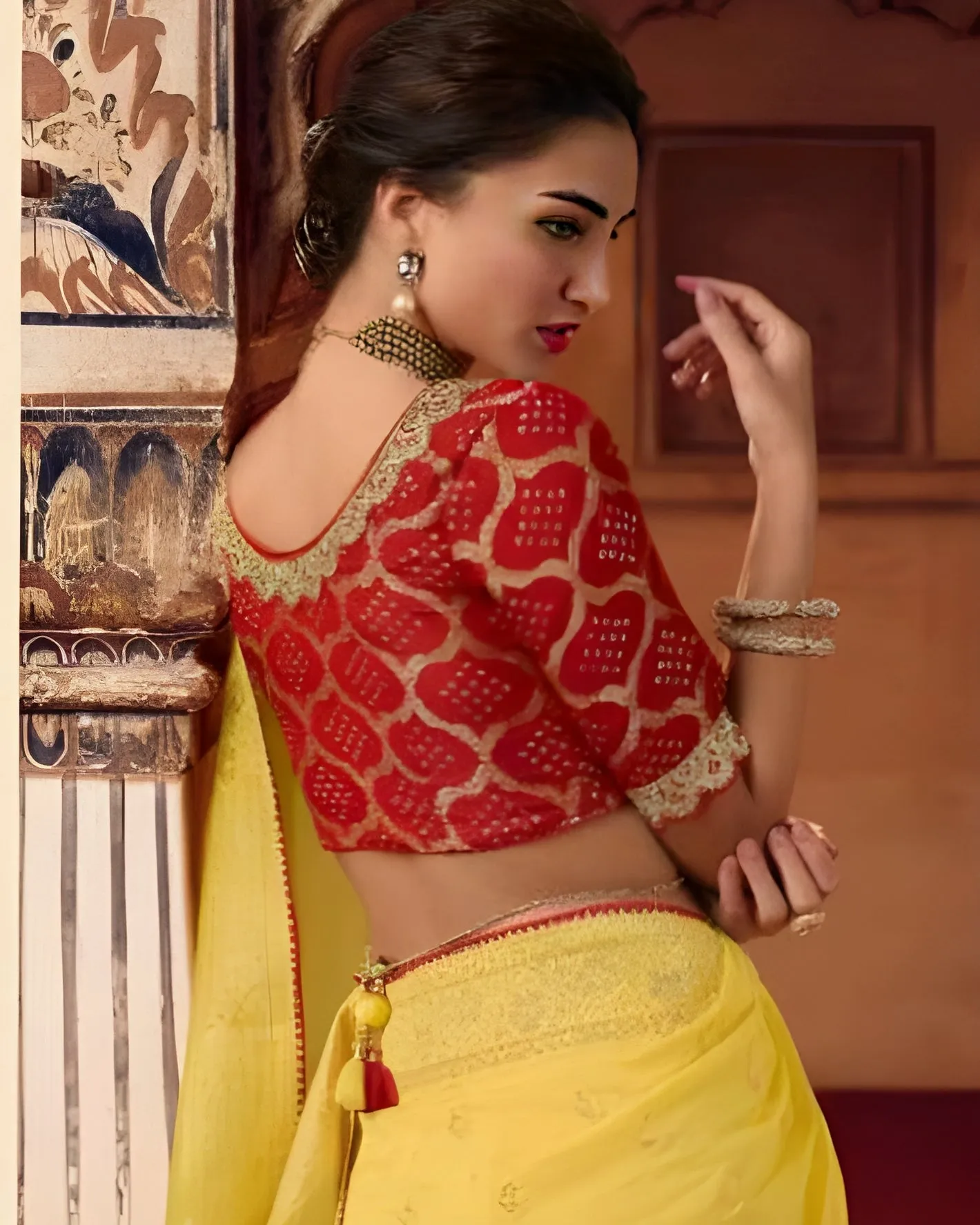 Embroidered Dola Silk  Designer Saree Yellow