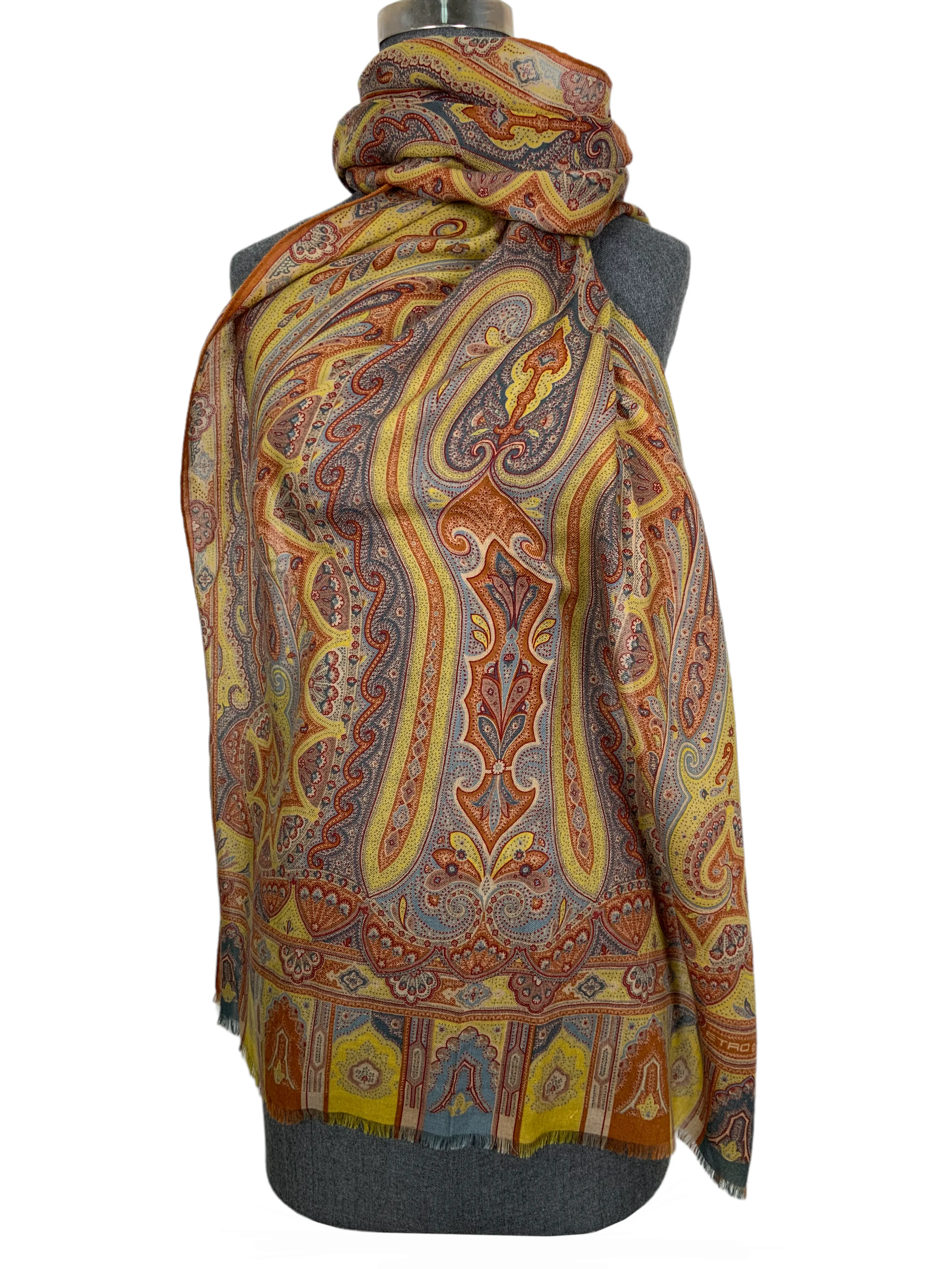 ETRO Paisley Print Fringe Oblong Scarf