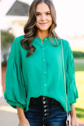 Fate: Far From Over Kelly Green Puff Sleeve Blouse