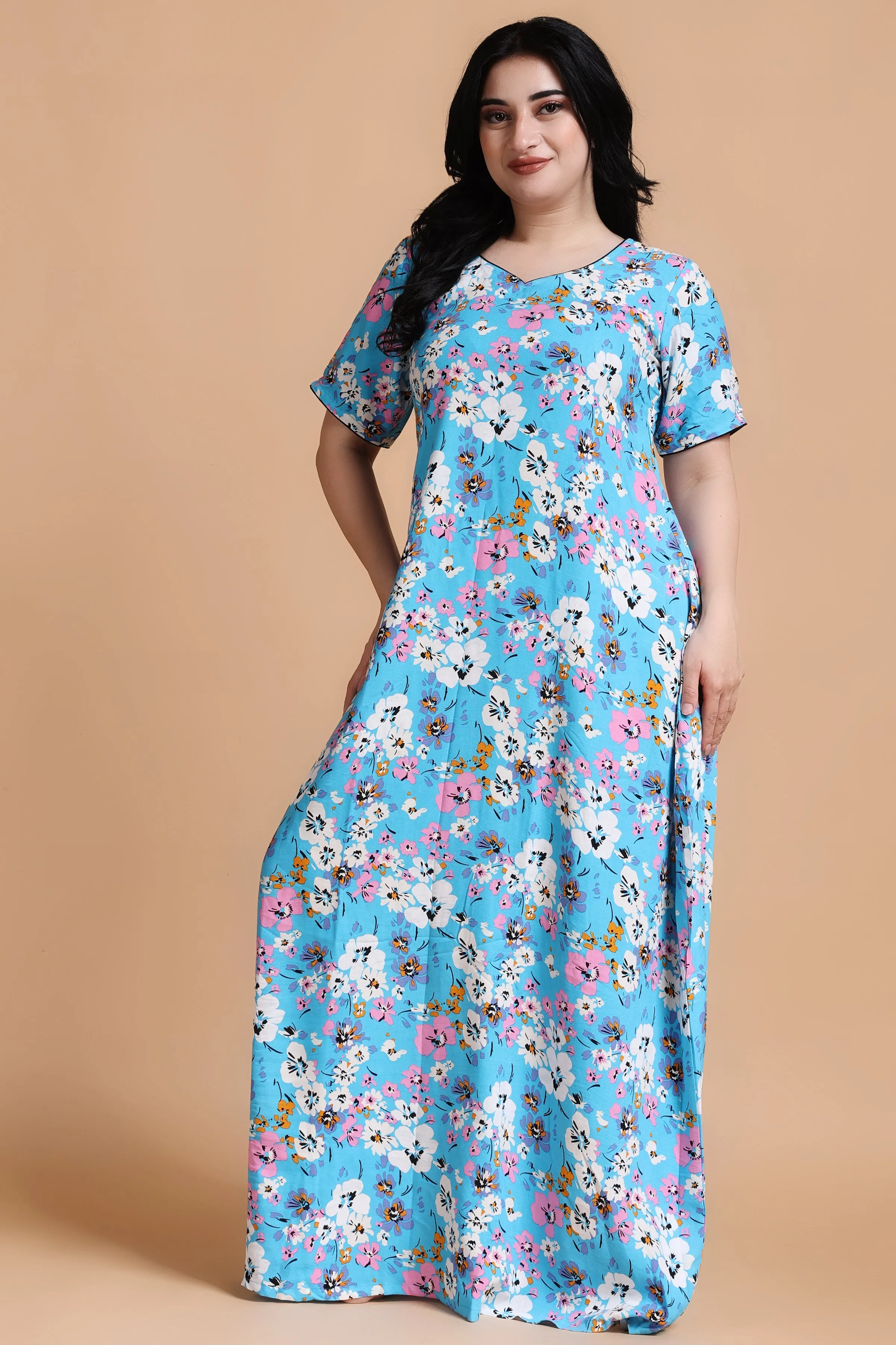 Floral Bliss Rayon Night Gown