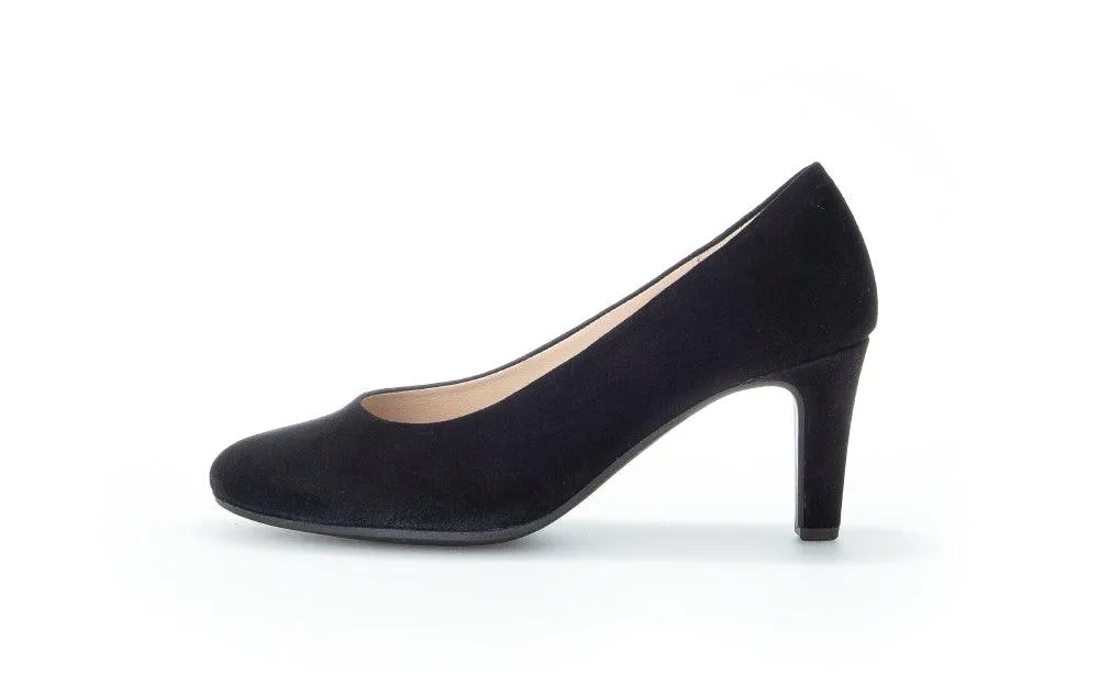 Gabor Black Suede Court Shoe EDINA