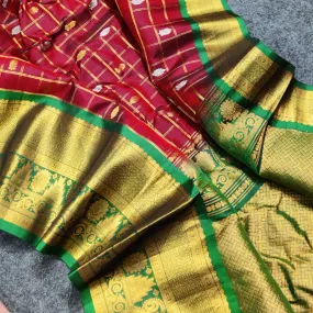 Gadwal Puresilk check sarees - GPS52