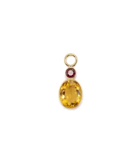 Garnet & Citrine Oval 14k Gold Earring Charm