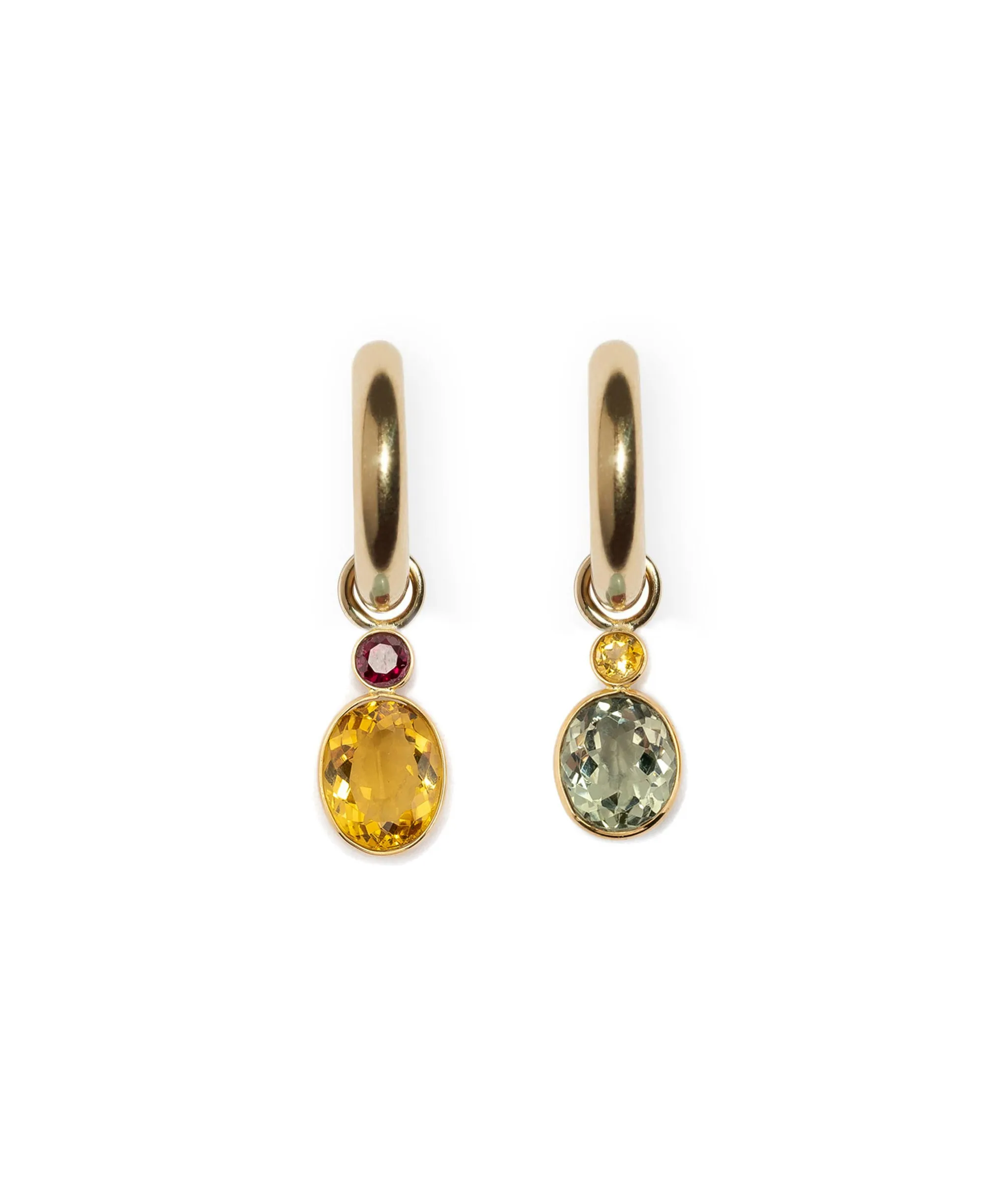 Garnet & Citrine Oval 14k Gold Earring Charm