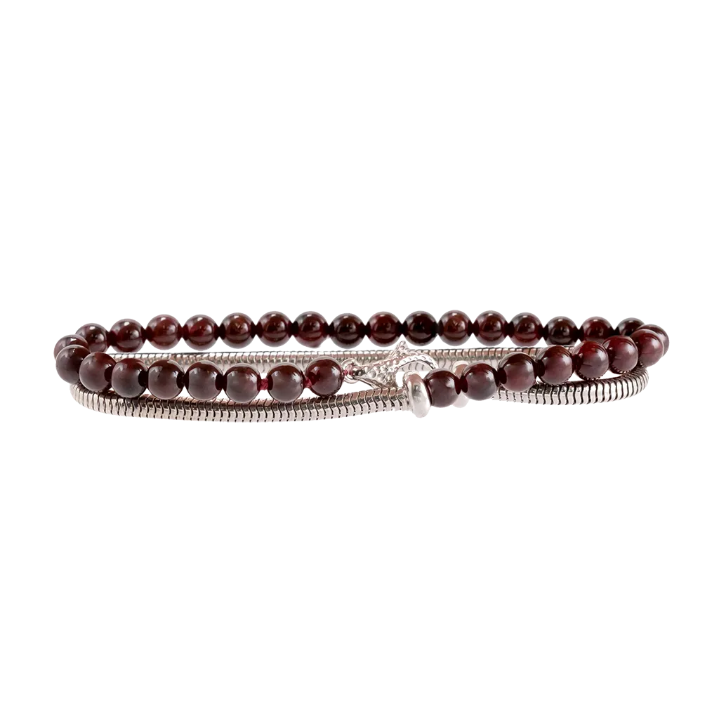 Gemstone Double-Wrap Snake Bracelet