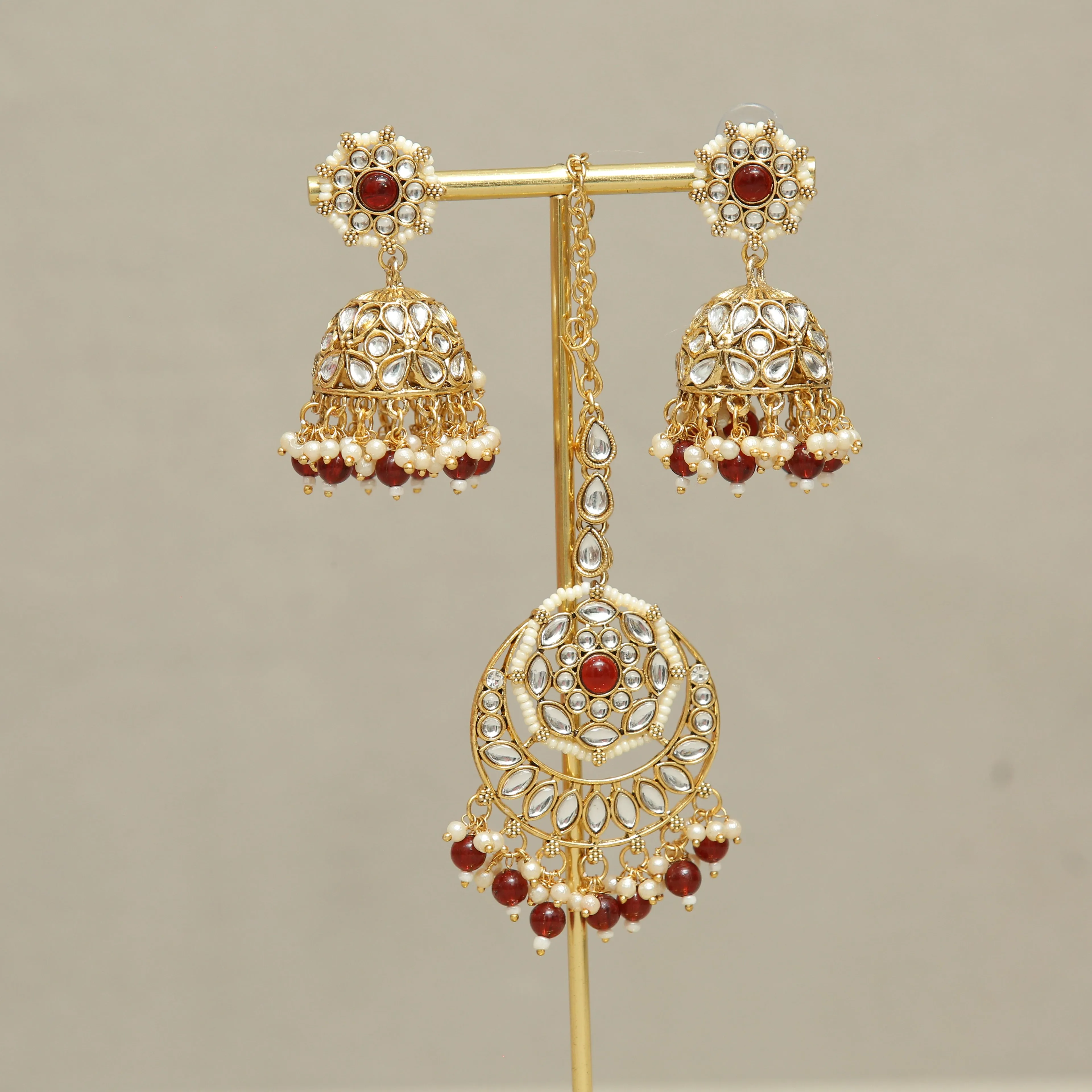 Girisha Kundan Earrings And Tikka