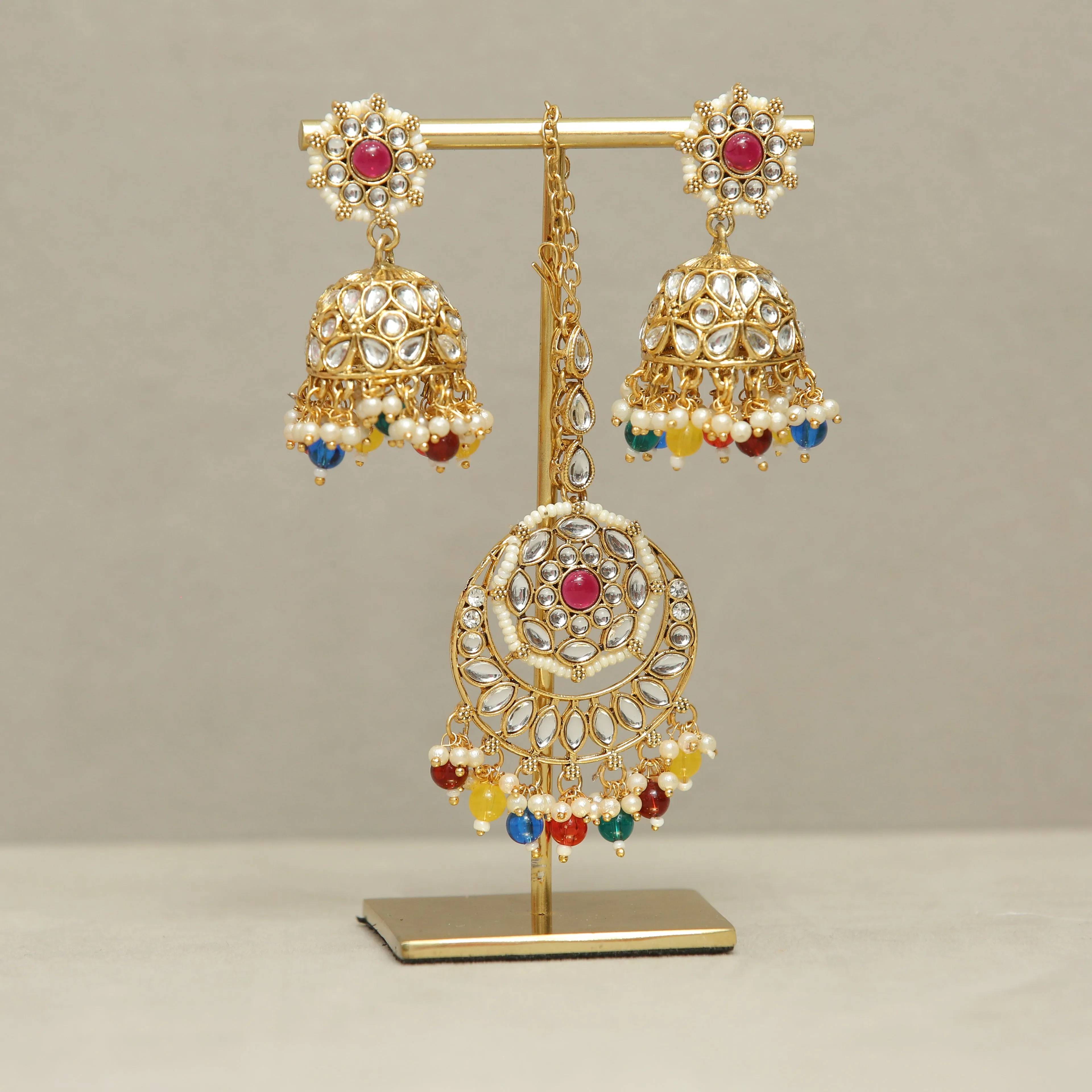 Girisha Kundan Earrings And Tikka