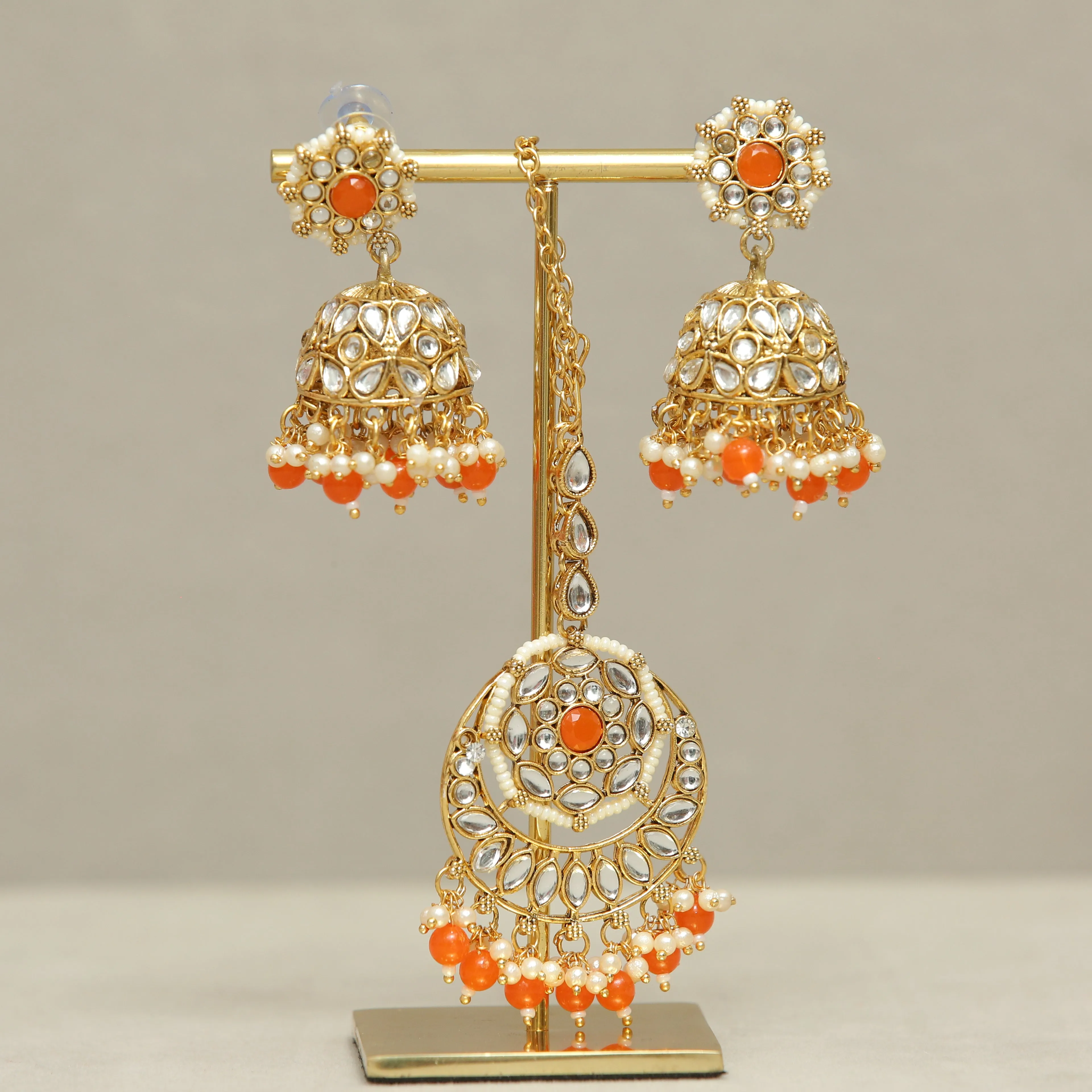 Girisha Kundan Earrings And Tikka