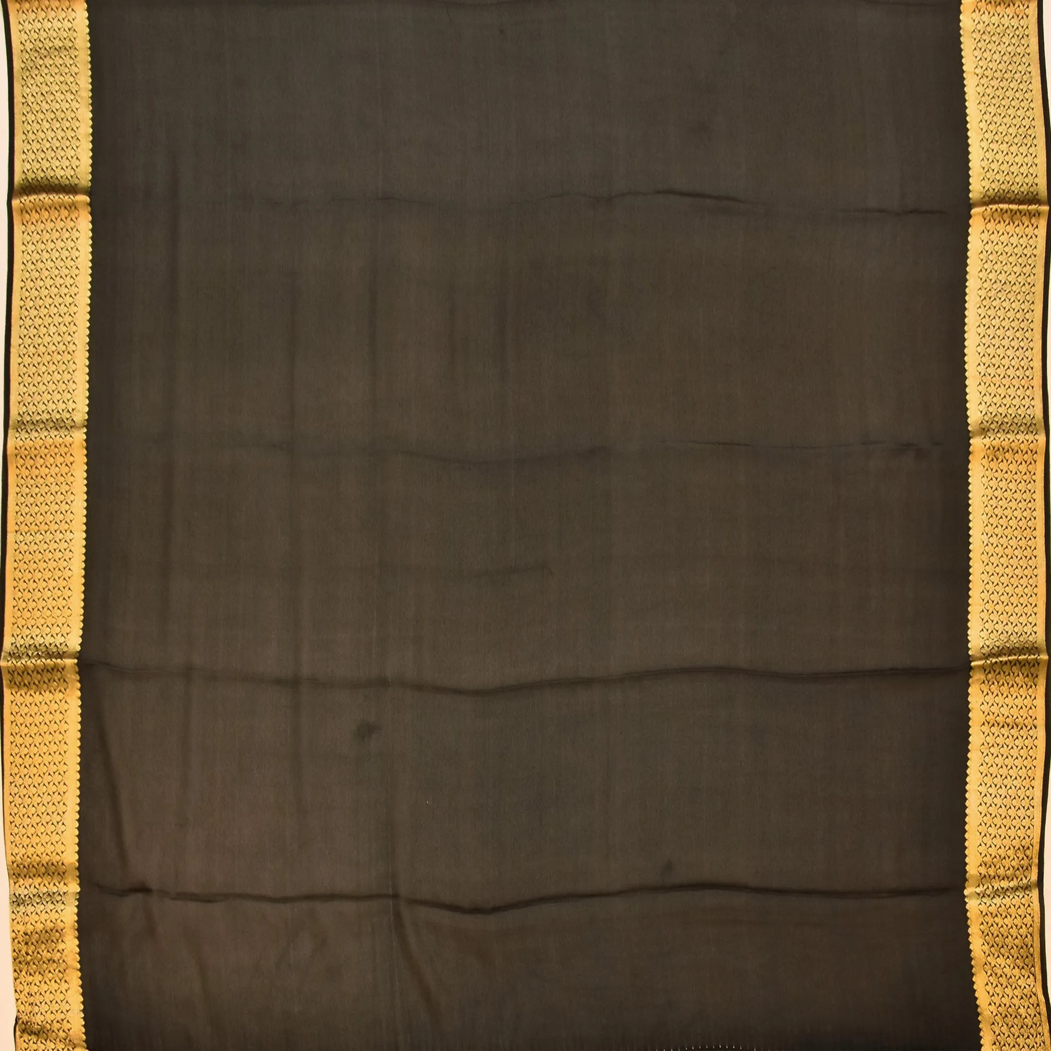 Handwoven Black Mysore Crepe Saree - 452N012368DSS