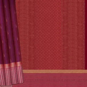 Handwoven Burgundy with Red and White Soft Silk Saree - 1987T009874DSC