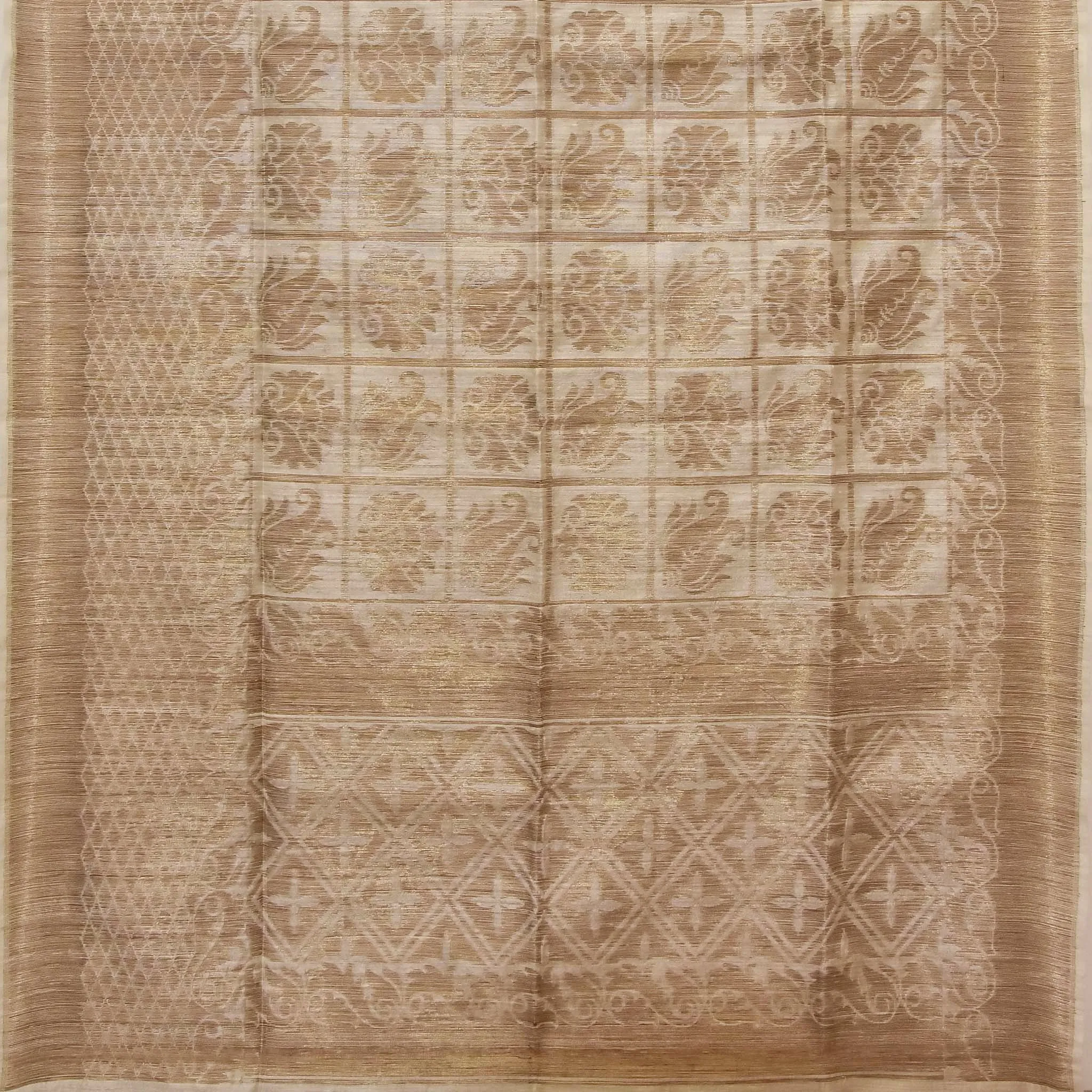 Handwoven Cream Bengal Matka Silk Saree - 322N013247DSS