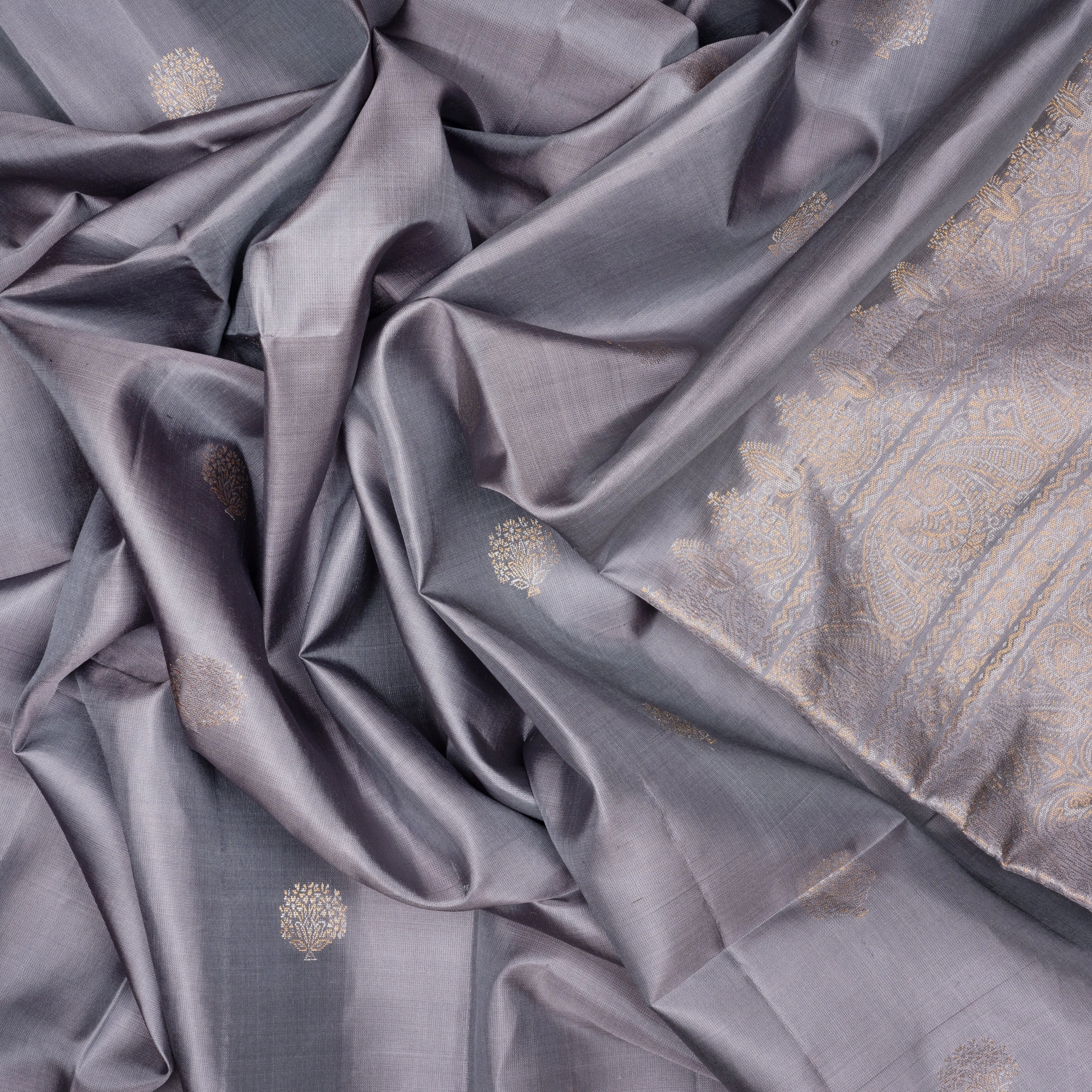 Handwoven Grey Soft Silk Saree - 2088T010523DSC