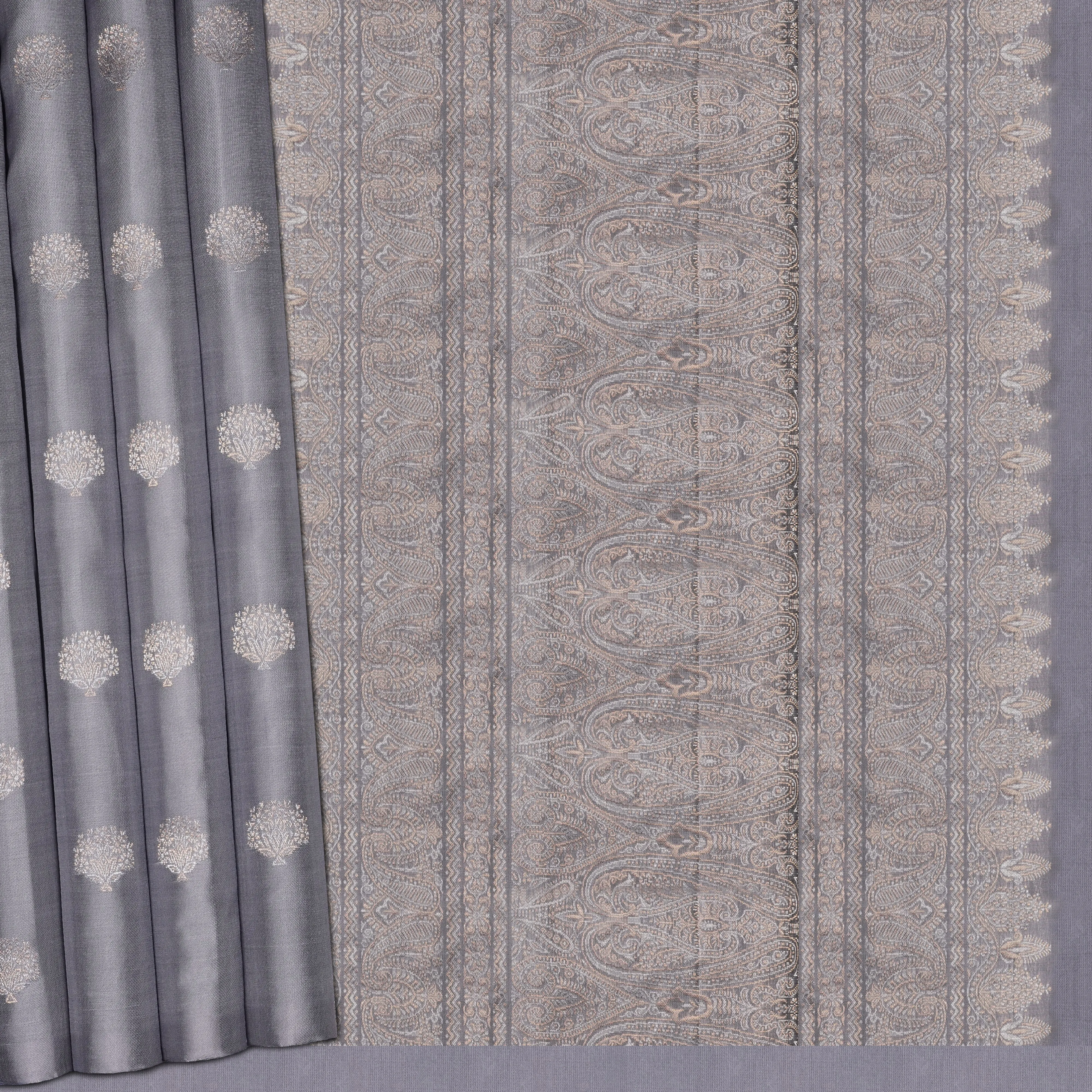 Handwoven Grey Soft Silk Saree - 2088T010523DSC